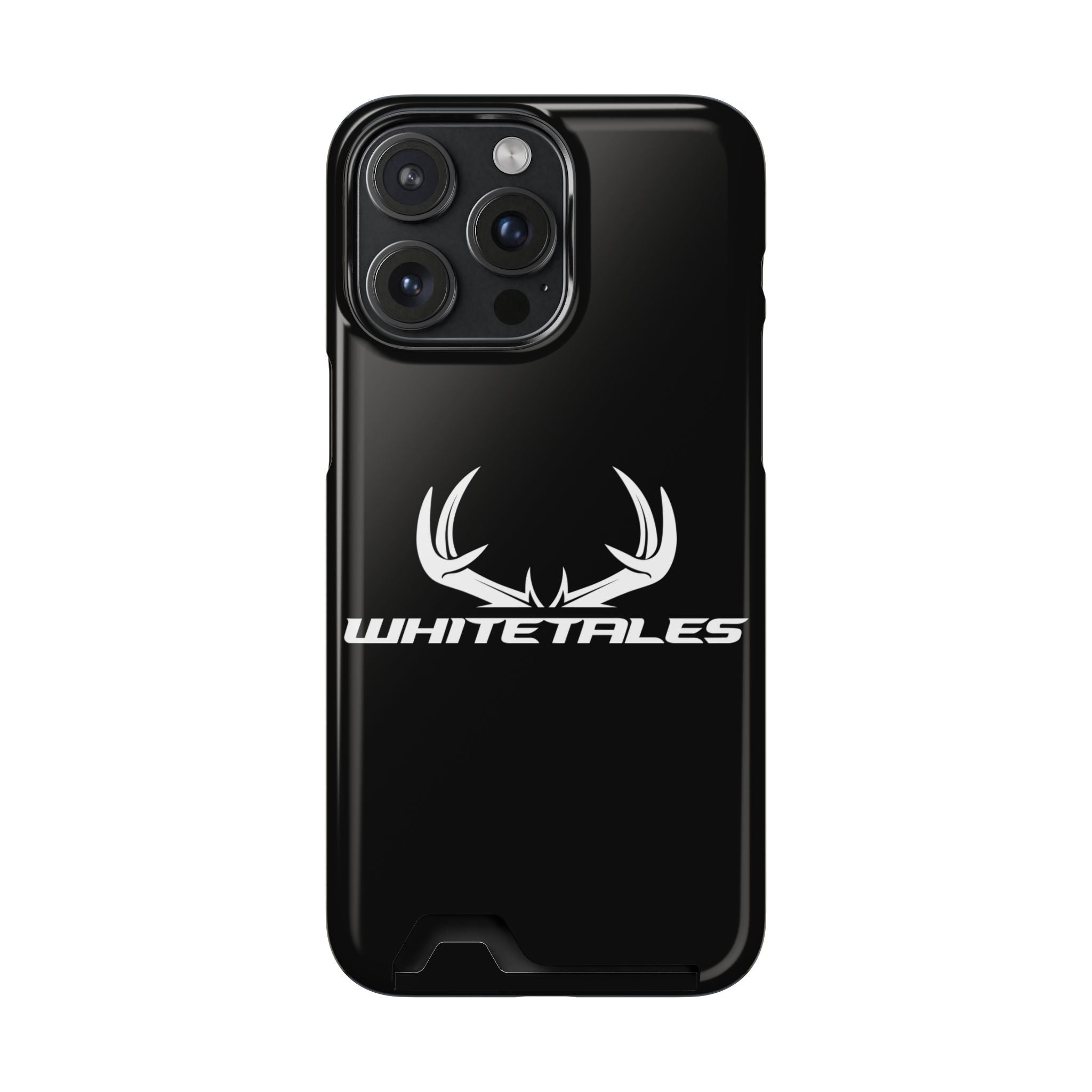 Whitetales Antler Card-Holder Phone Case — Rugged Black Protective Cover with Built-In Wallet