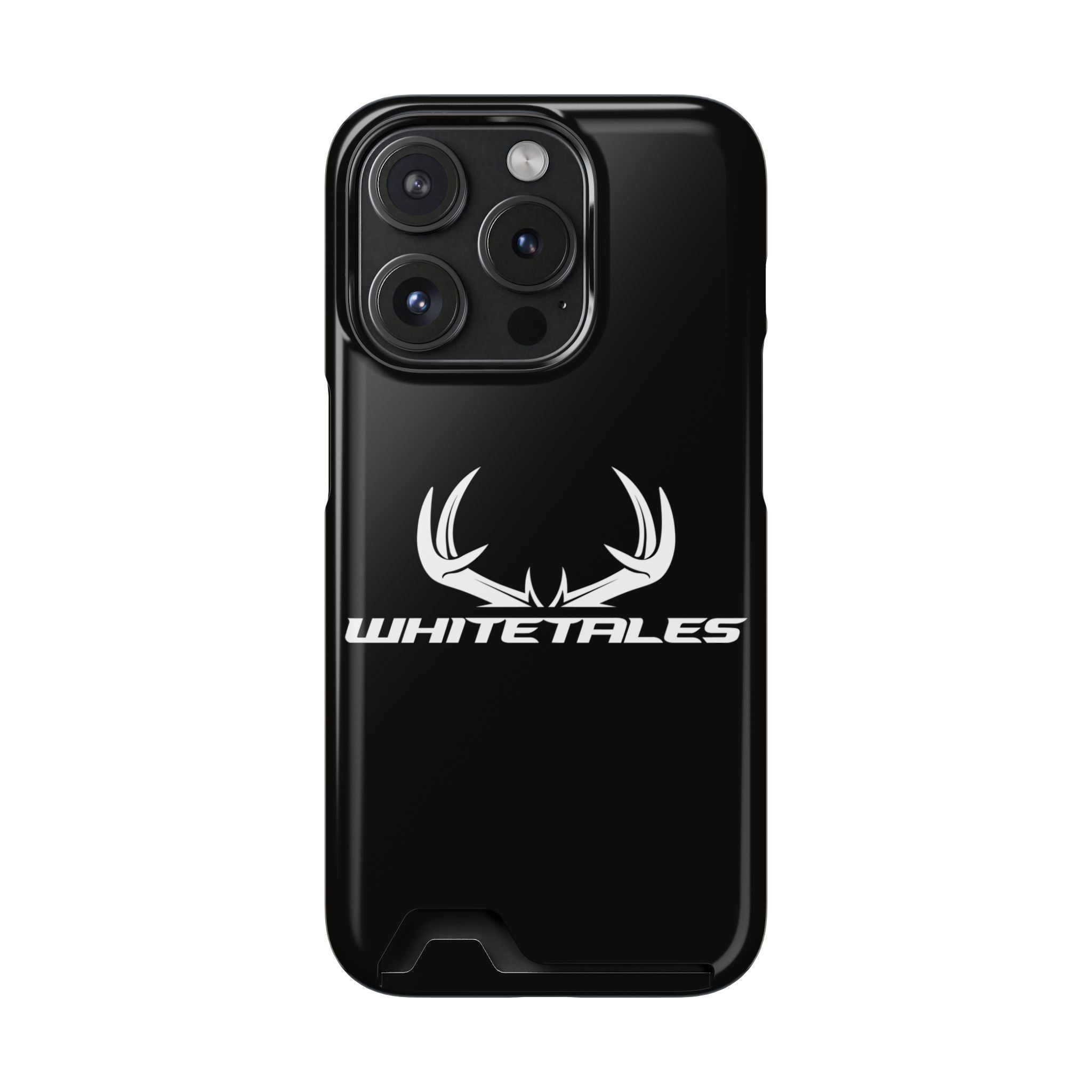Whitetales Antler Card-Holder Phone Case — Rugged Black Protective Cover with Built-In Wallet