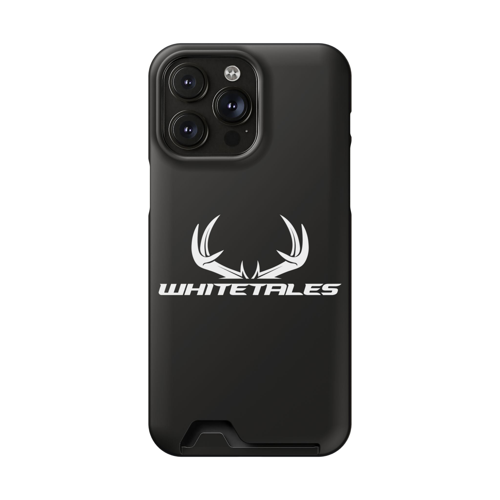 Whitetales Antler Card-Holder Phone Case — Rugged Black Protective Cover with Built-In Wallet