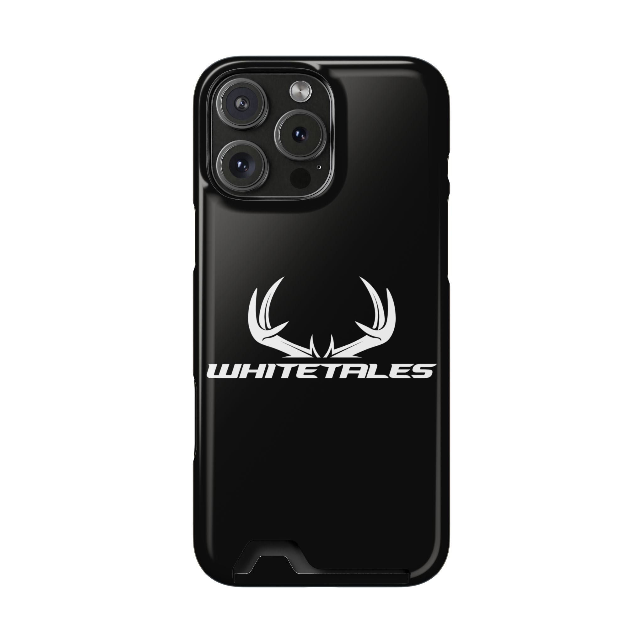 Whitetales Antler Card-Holder Phone Case — Rugged Black Protective Cover with Built-In Wallet
