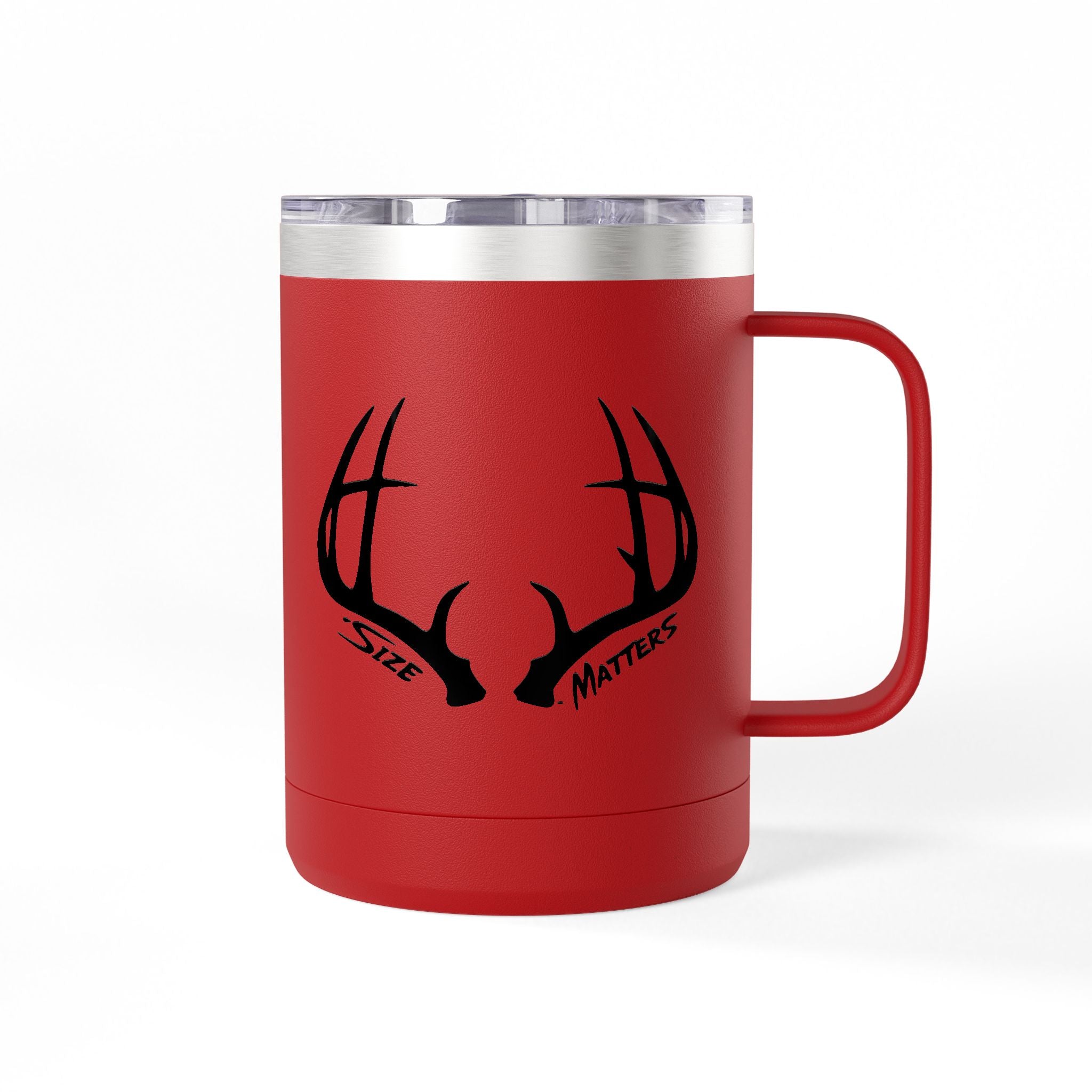 15oz Antler Tumbler Mug — 'Size Matters' Hunting Coffee Travel Cup