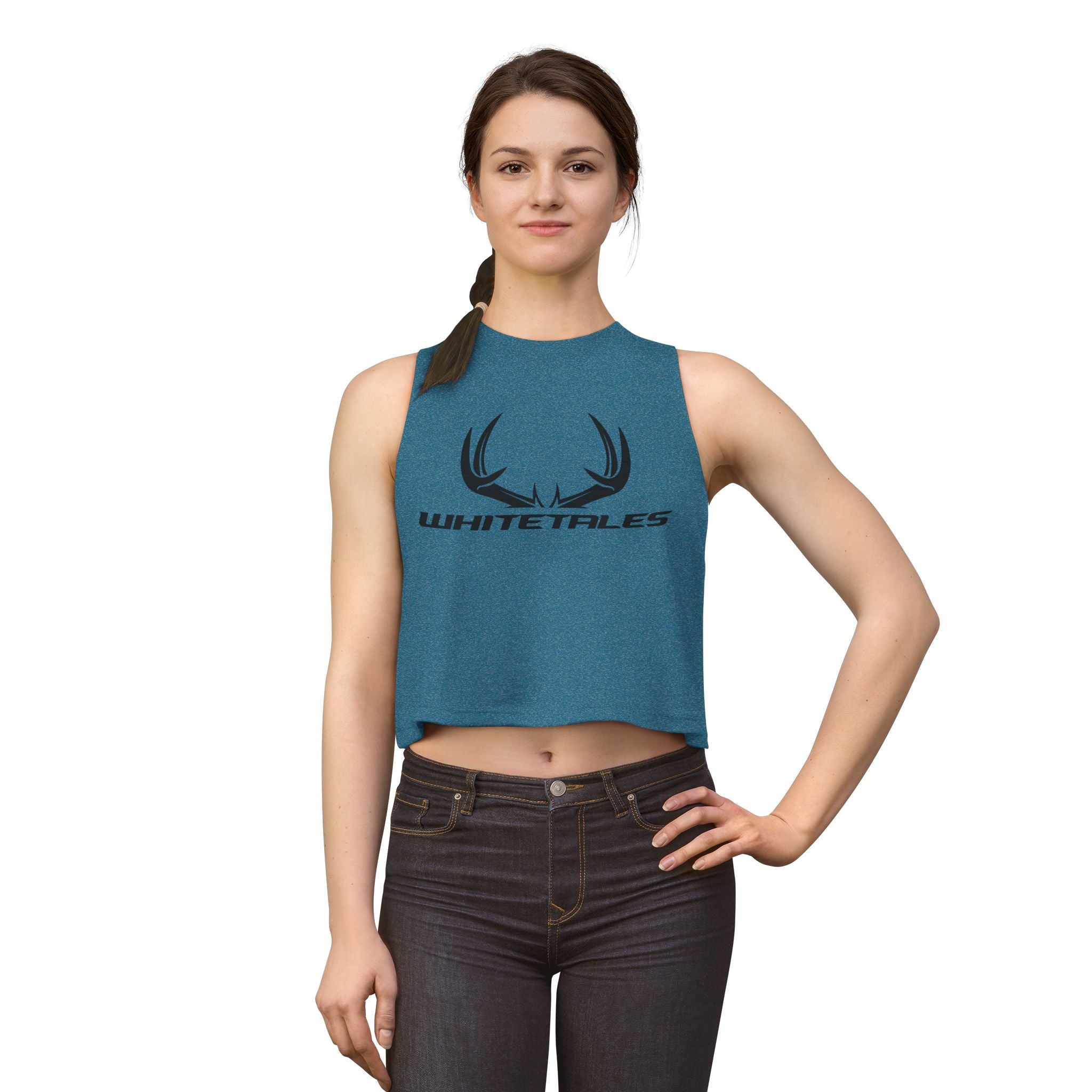Whitetales Antler Logo Crop Top — Women's Graphic Tank