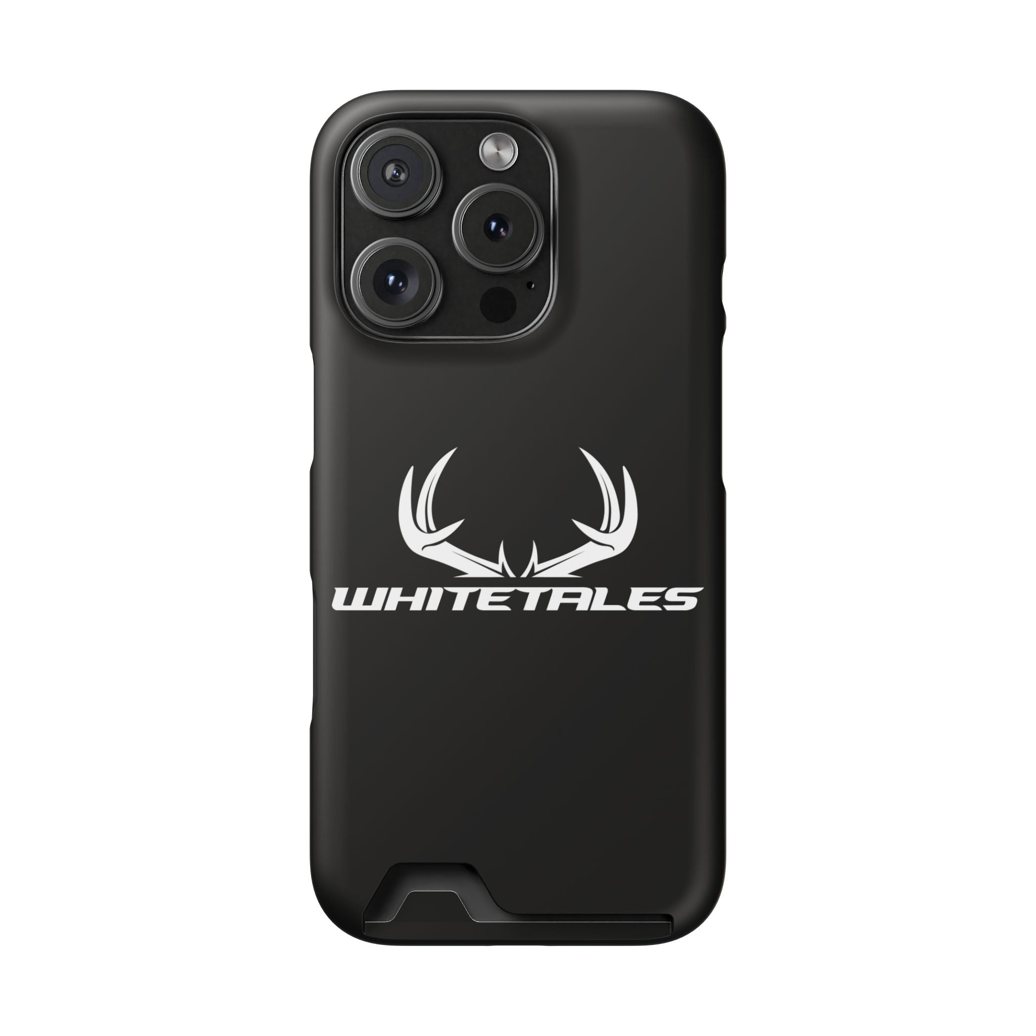 Whitetales Antler Card-Holder Phone Case — Rugged Black Protective Cover with Built-In Wallet