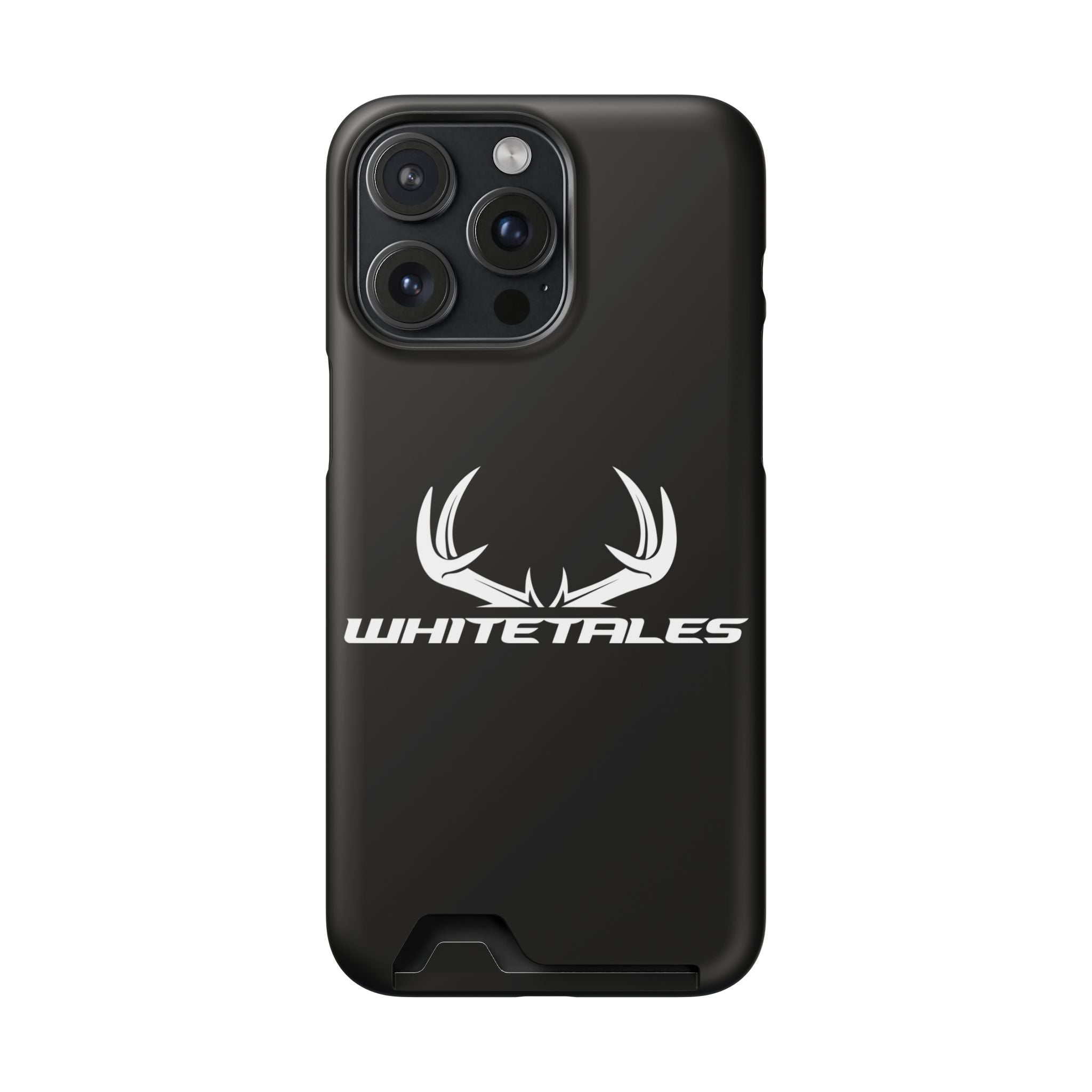 Whitetales Antler Card-Holder Phone Case — Rugged Black Protective Cover with Built-In Wallet