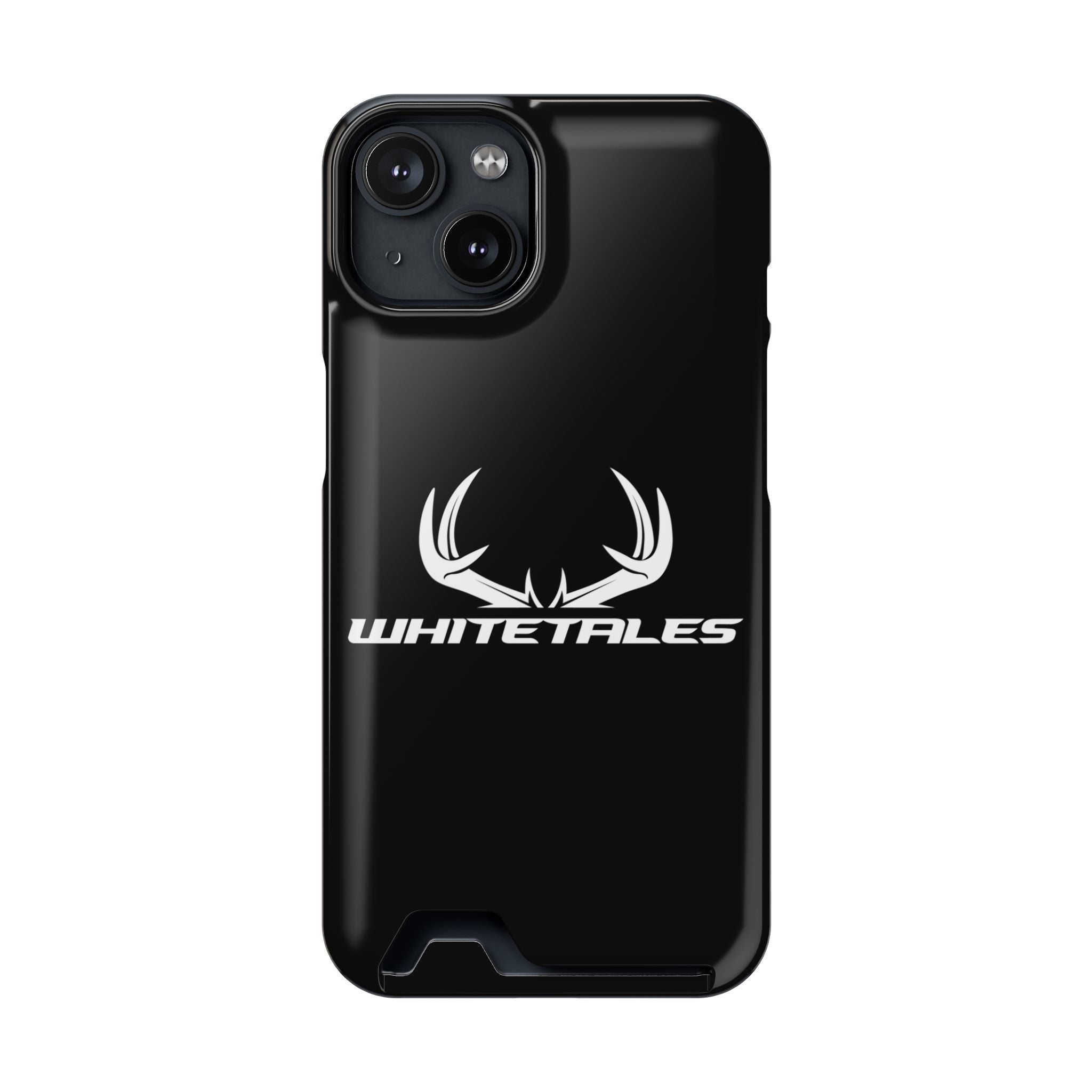 Whitetales Antler Card-Holder Phone Case — Rugged Black Protective Cover with Built-In Wallet