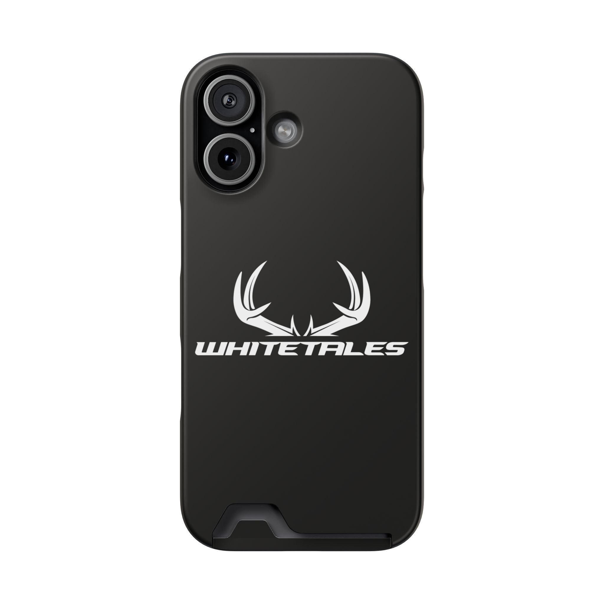 Whitetales Antler Card-Holder Phone Case — Rugged Black Protective Cover with Built-In Wallet