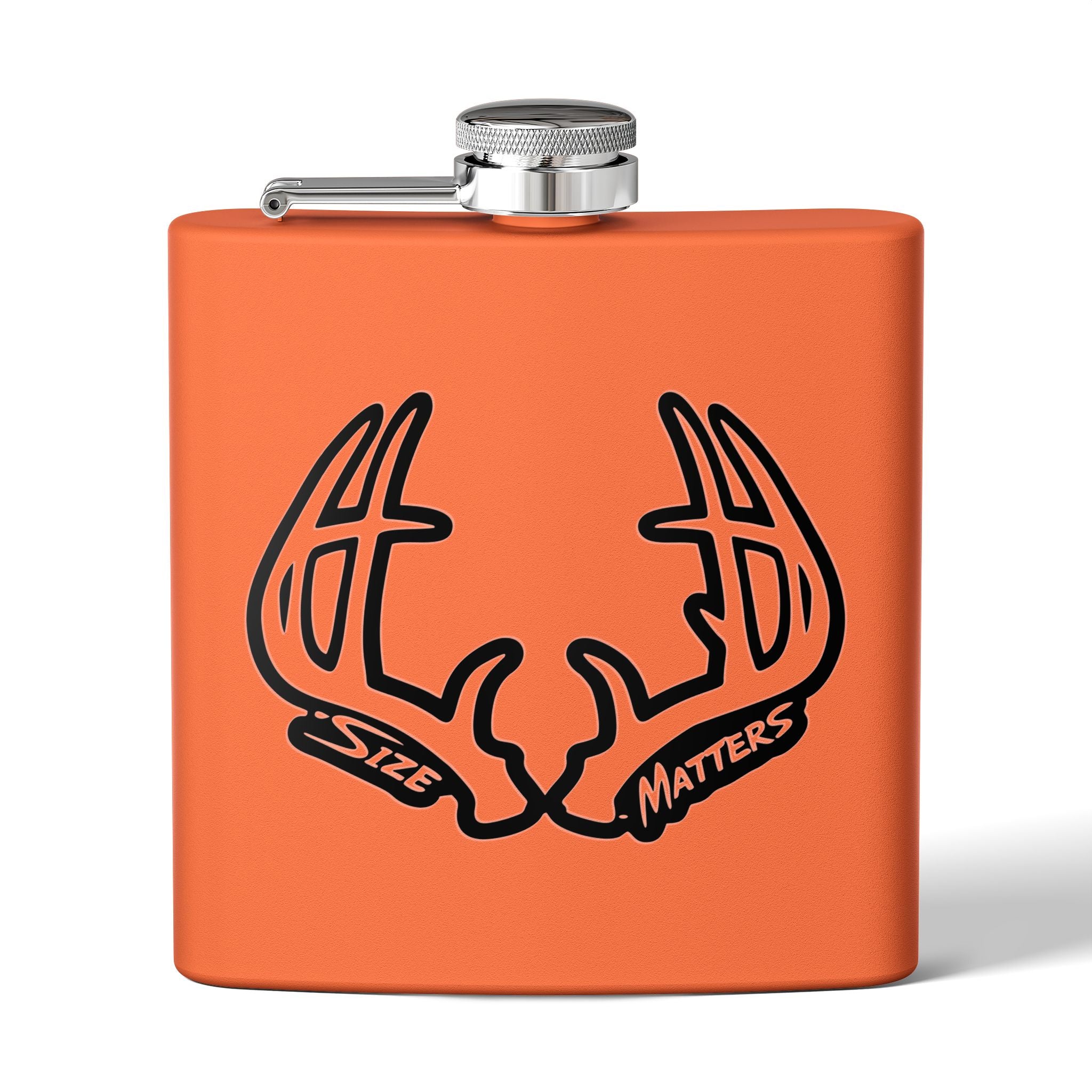 Flask — 'Size Matters' Antler Stainless Steel Hip Flask (6oz)