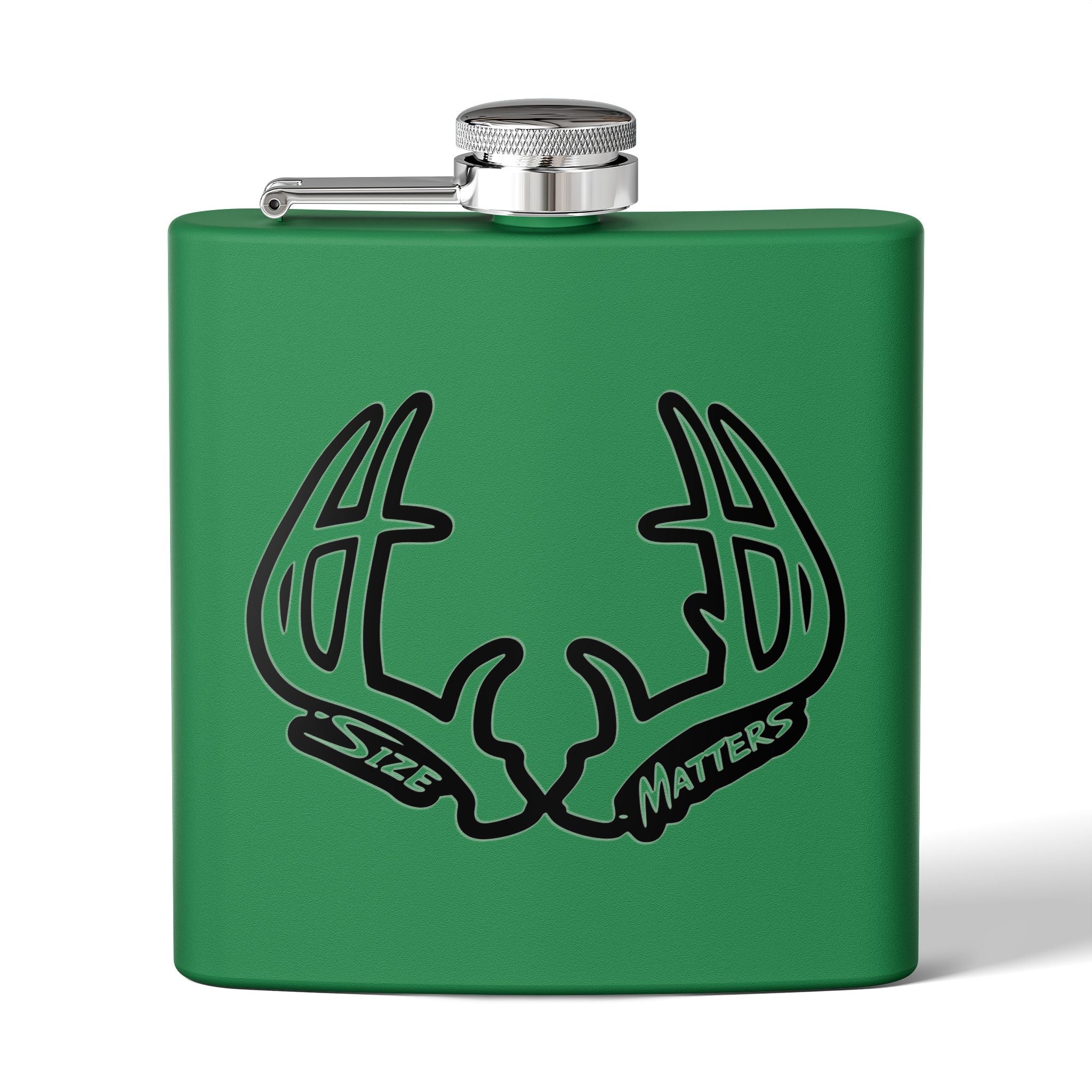 Flask — 'Size Matters' Antler Stainless Steel Hip Flask (6oz)