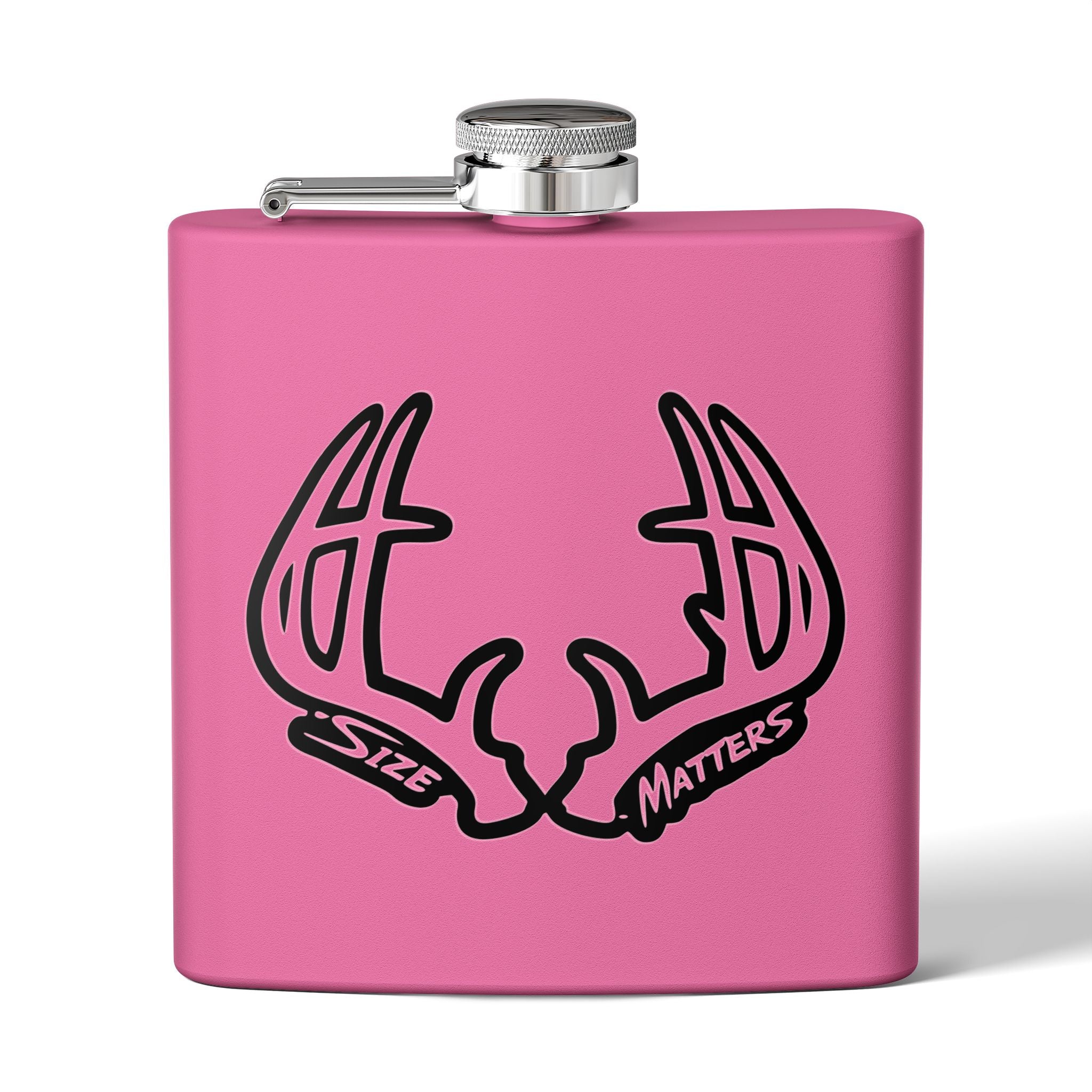 Flask — 'Size Matters' Antler Stainless Steel Hip Flask (6oz)