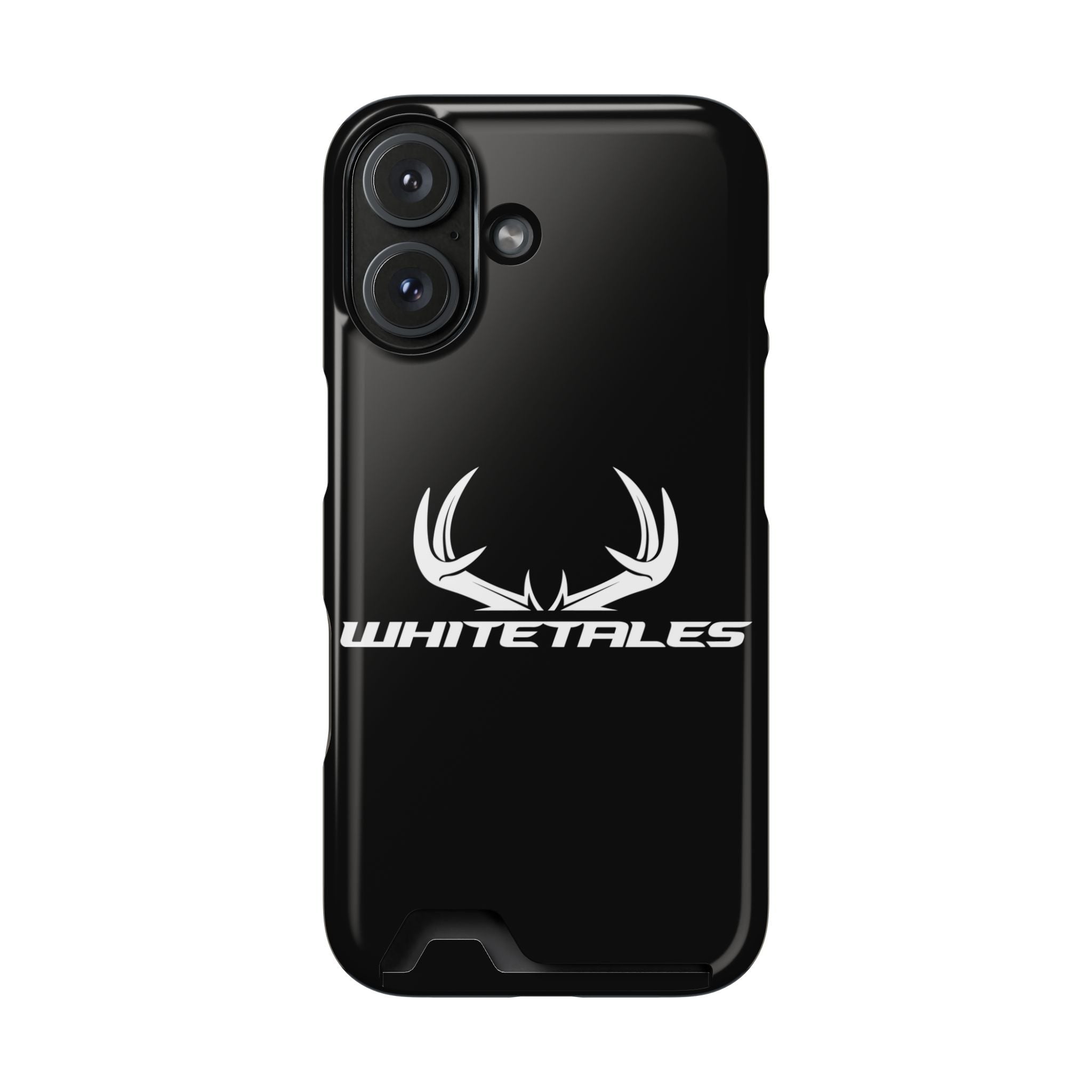Whitetales Antler Card-Holder Phone Case — Rugged Black Protective Cover with Built-In Wallet