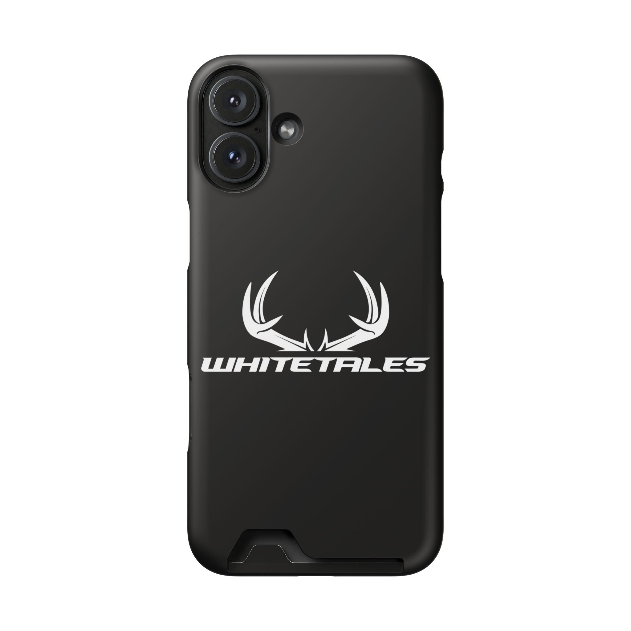Whitetales Antler Card-Holder Phone Case — Rugged Black Protective Cover with Built-In Wallet