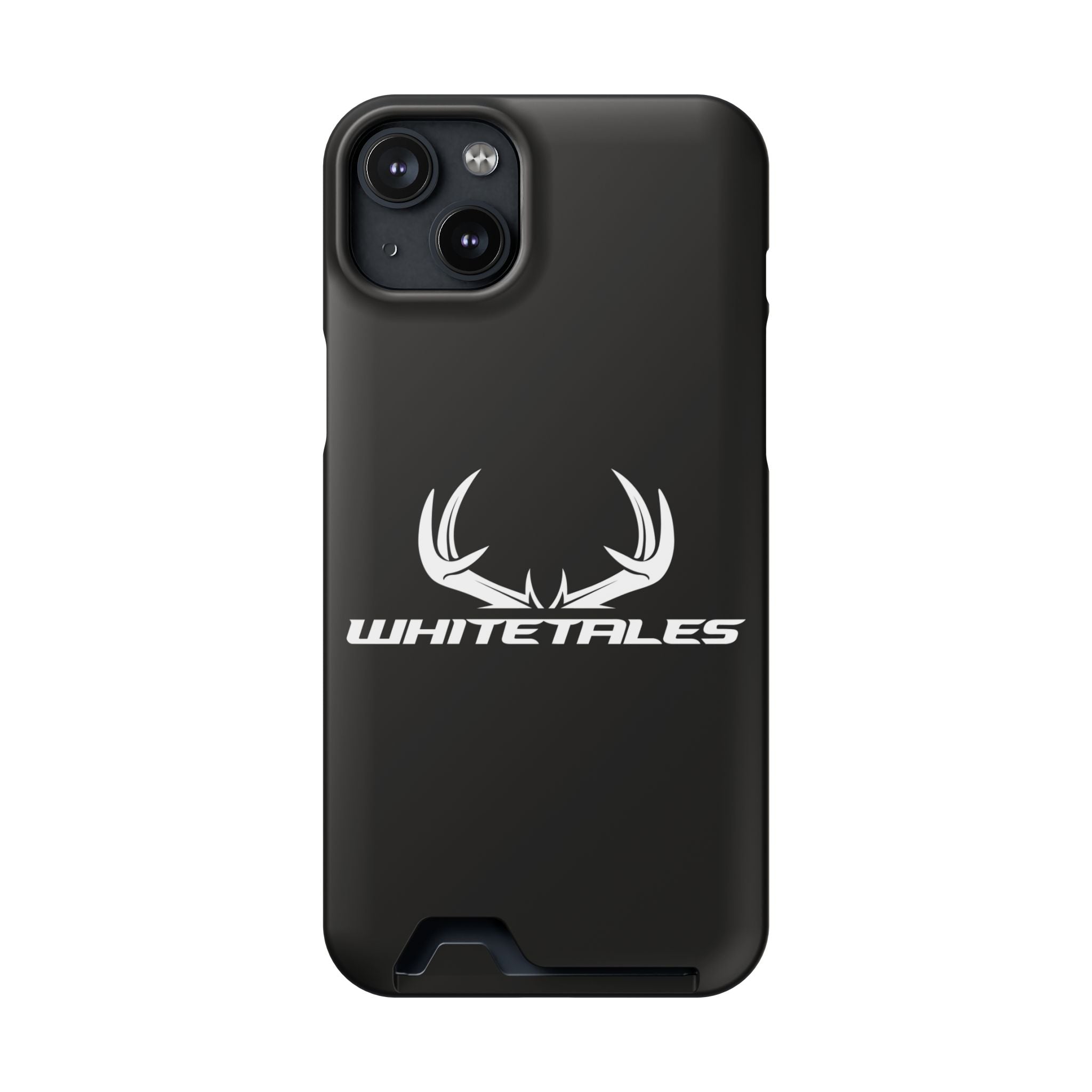 Whitetales Antler Card-Holder Phone Case — Rugged Black Protective Cover with Built-In Wallet