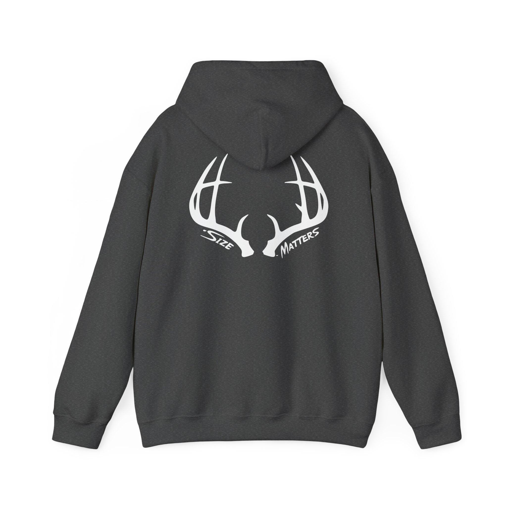 Whitetales Antler and Size Matters Logo Hoodie — Hunting Crewneck Sweatshirt