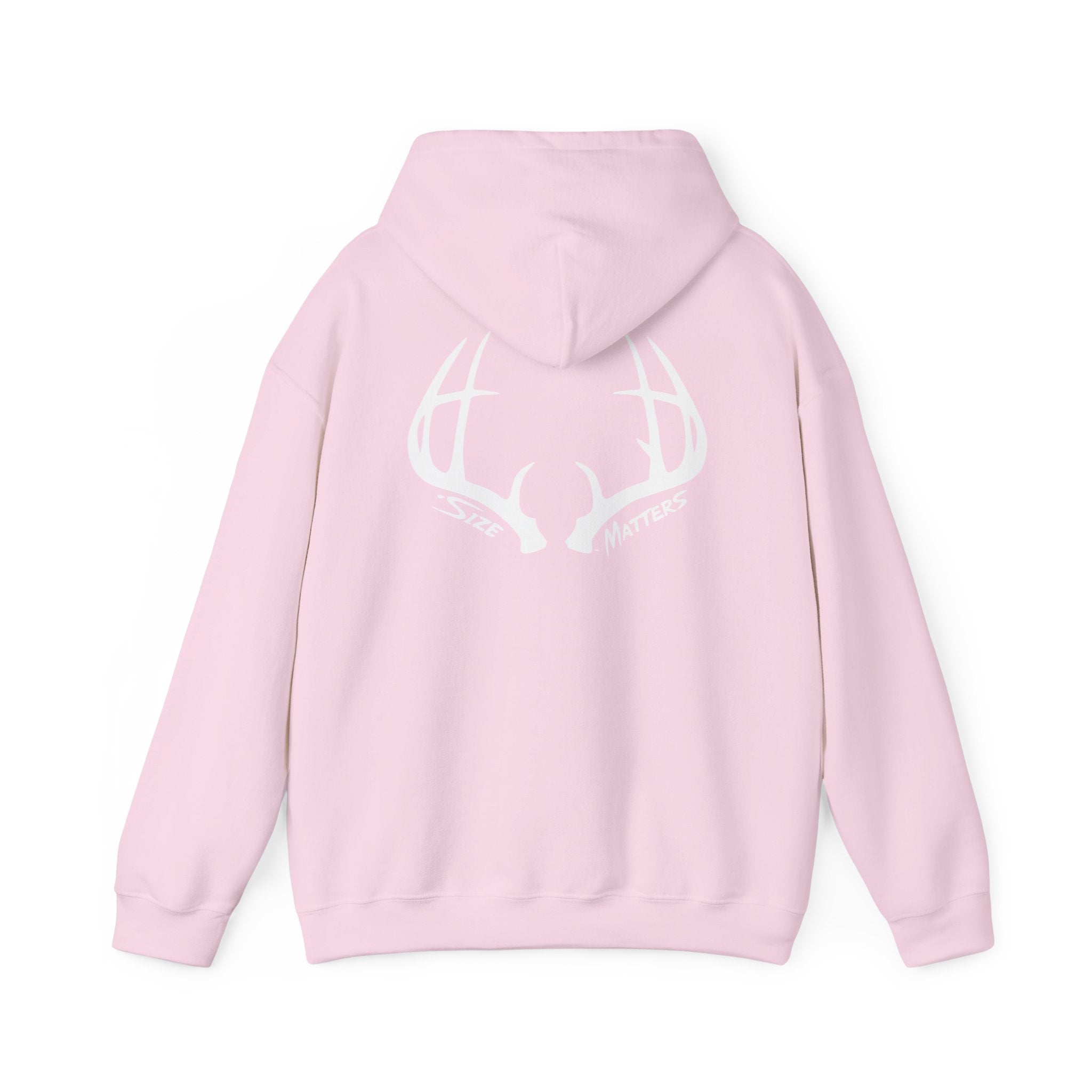 Whitetales Antler and Size Matters Logo Hoodie — Hunting Crewneck Sweatshirt
