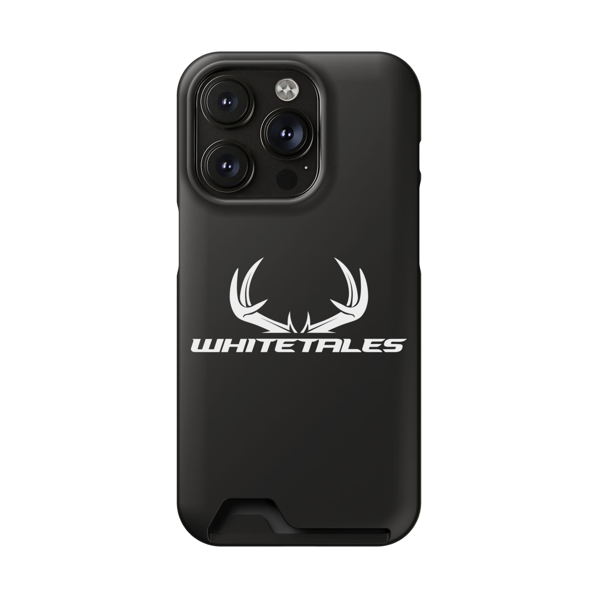 Whitetales Antler Card-Holder Phone Case — Rugged Black Protective Cover with Built-In Wallet