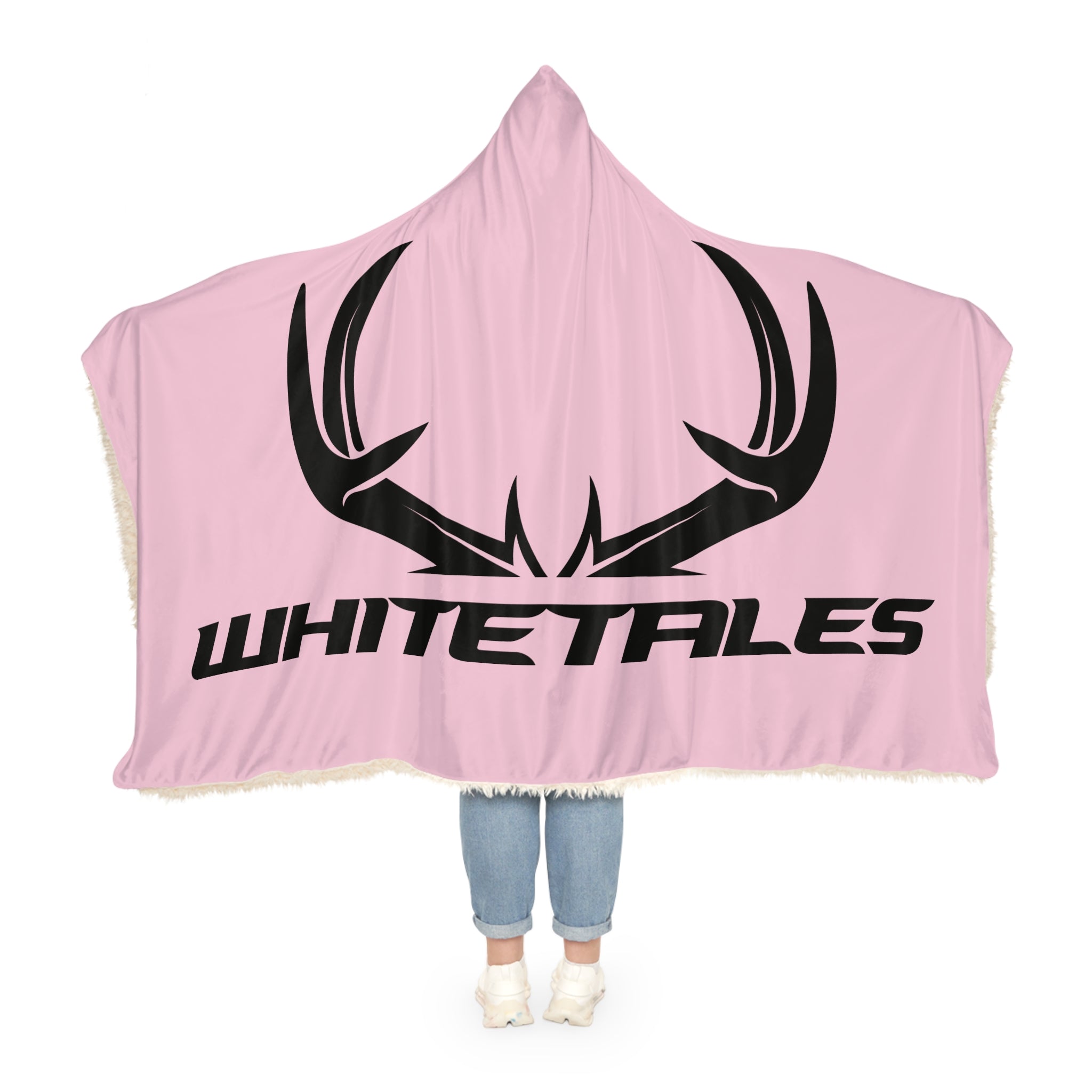 Hooded Blanket — Pink "WHITETALES" Antler Snuggle Throw