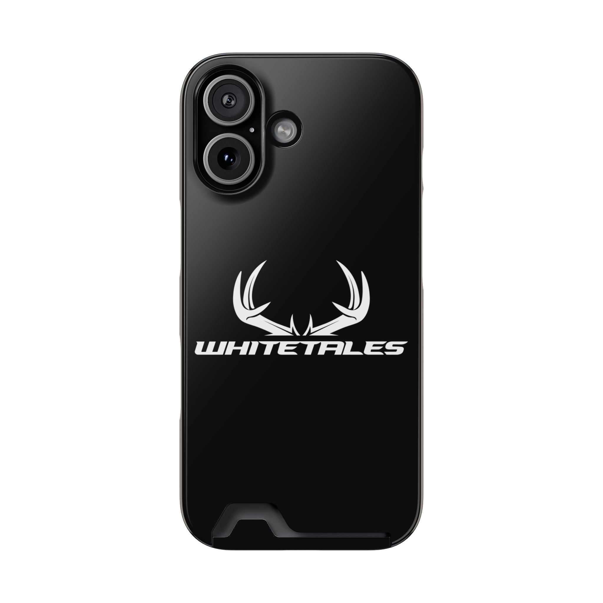 Whitetales Antler Card-Holder Phone Case — Rugged Black Protective Cover with Built-In Wallet