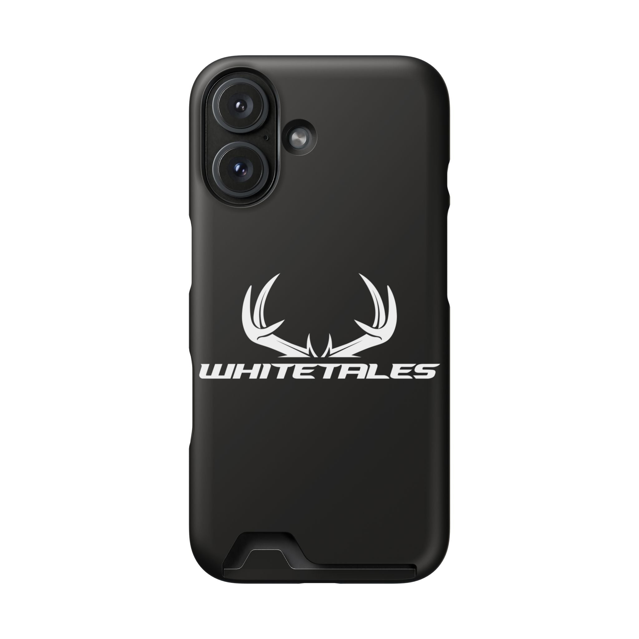 Whitetales Antler Card-Holder Phone Case — Rugged Black Protective Cover with Built-In Wallet