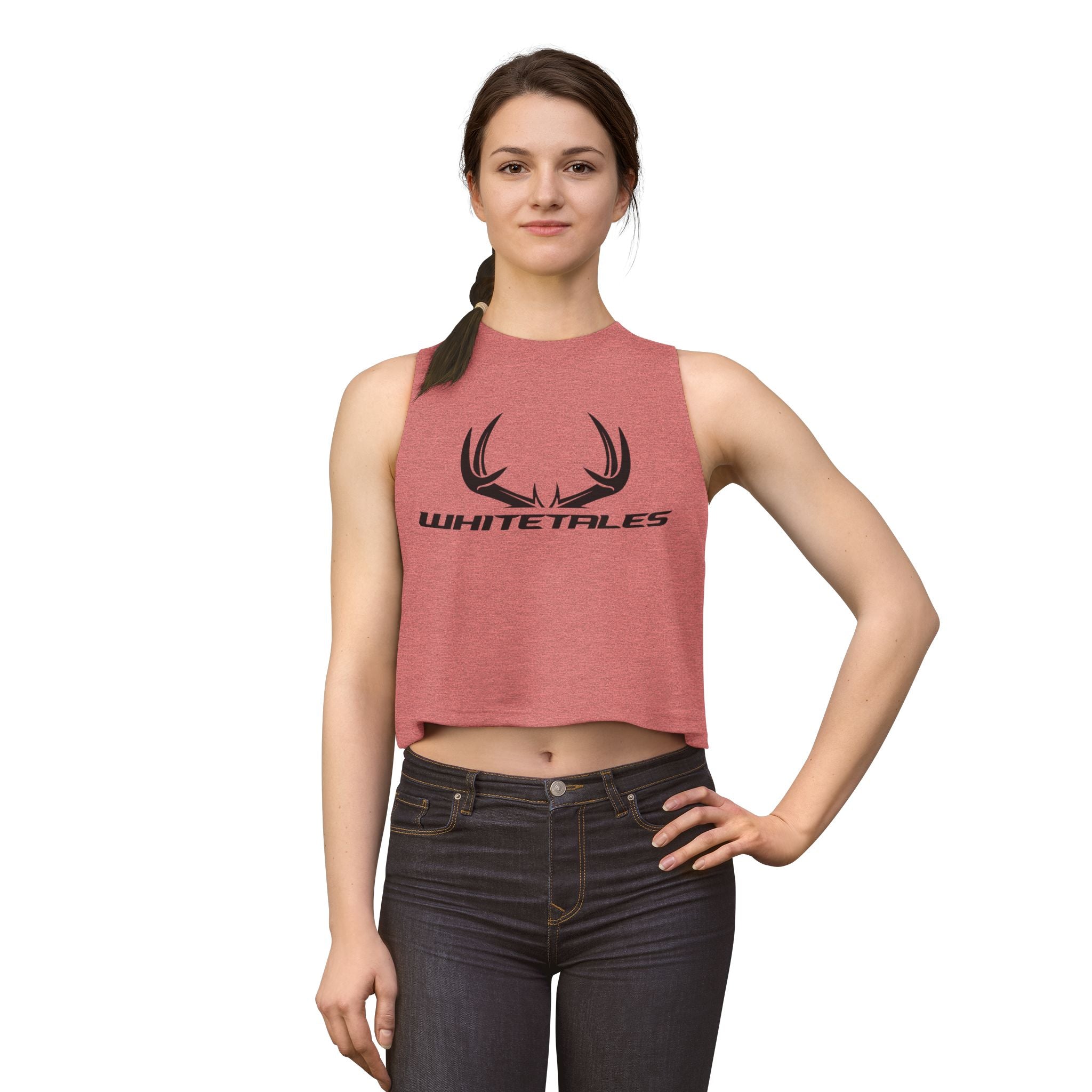 Whitetales Antler Logo Crop Top — Women's Graphic Tank