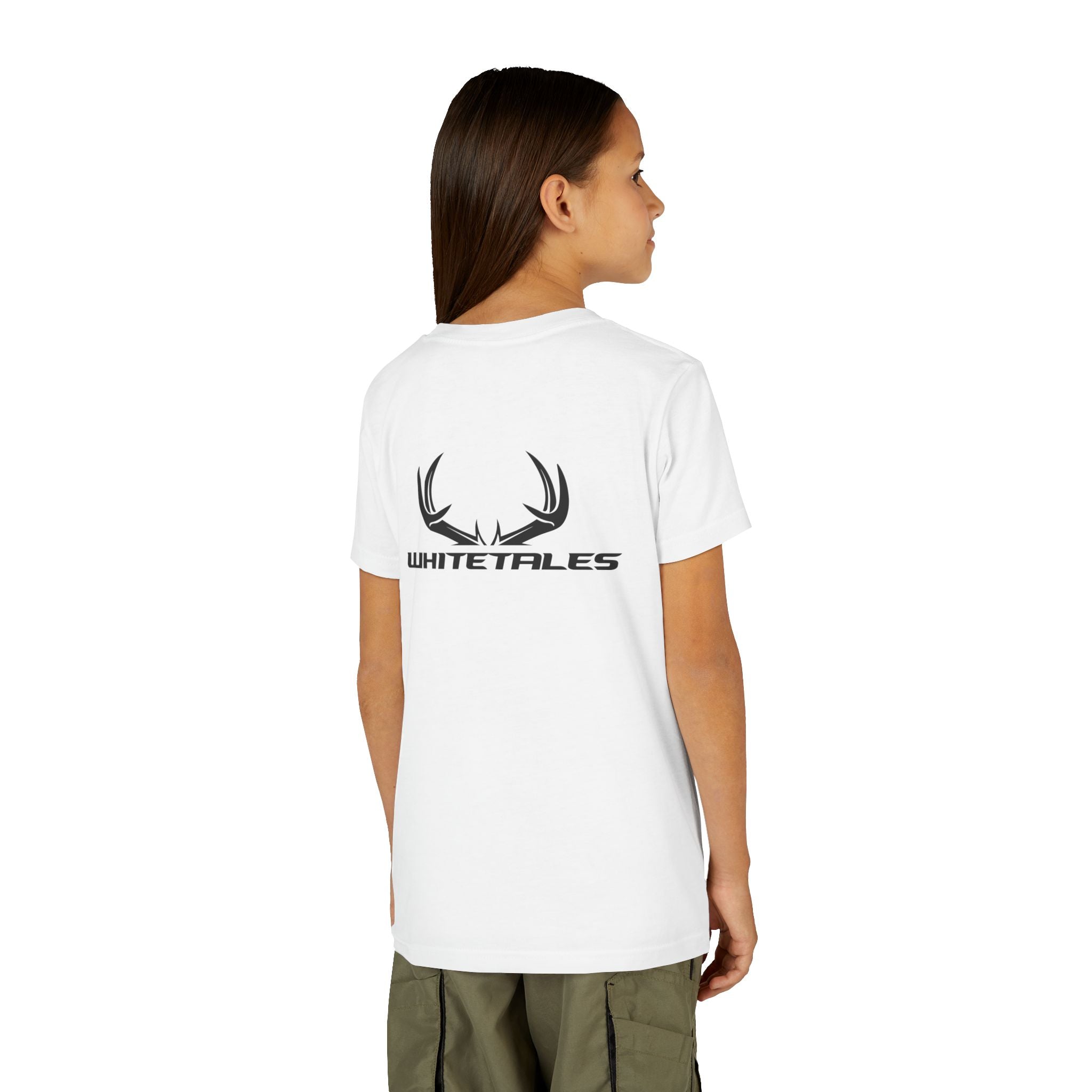 Youth Tee - 'WhiteTales' Antler Logo Kids Graphic Shirt