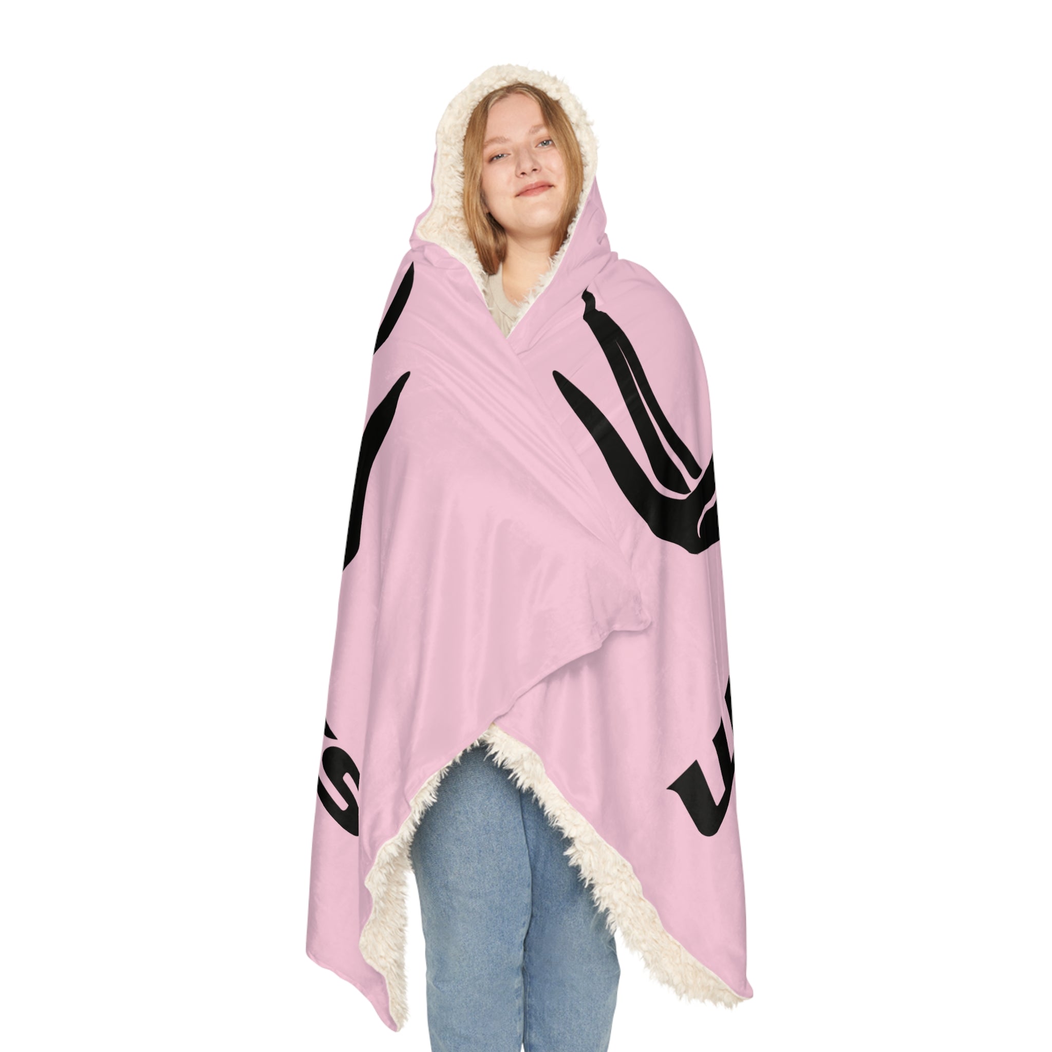Hooded Blanket — Pink "WHITETALES" Antler Snuggle Throw