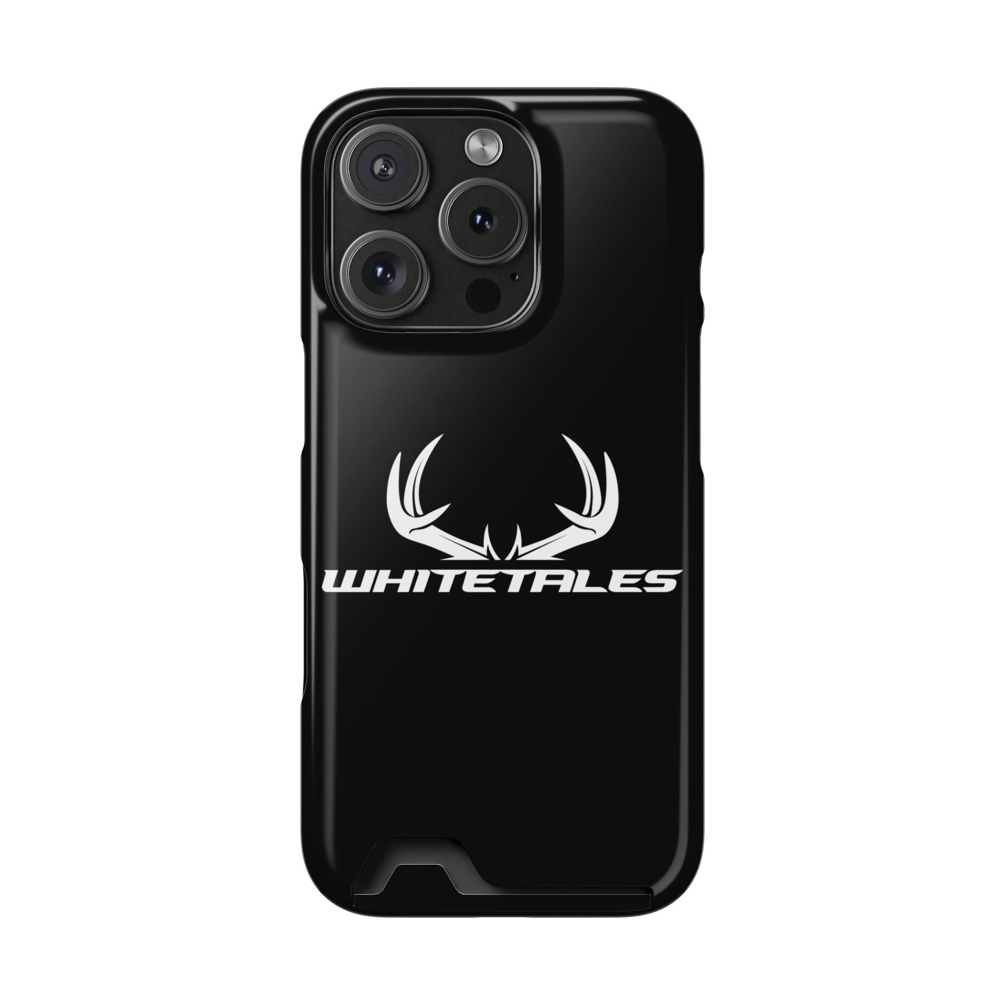 Whitetales Antler Card-Holder Phone Case — Rugged Black Protective Cover with Built-In Wallet