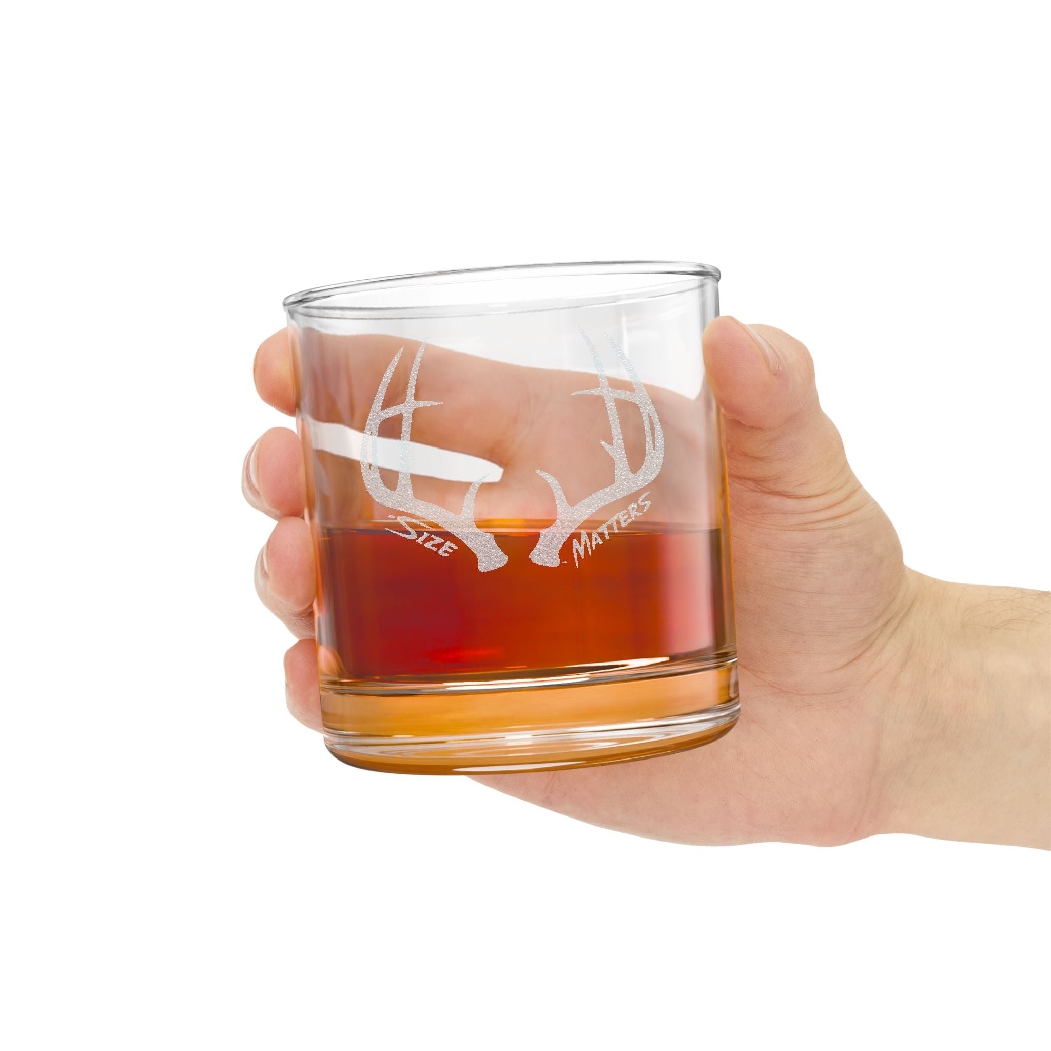 Engraved Antler Whiskey Glass 10.5oz — Personalized Hunter Rocks Glass