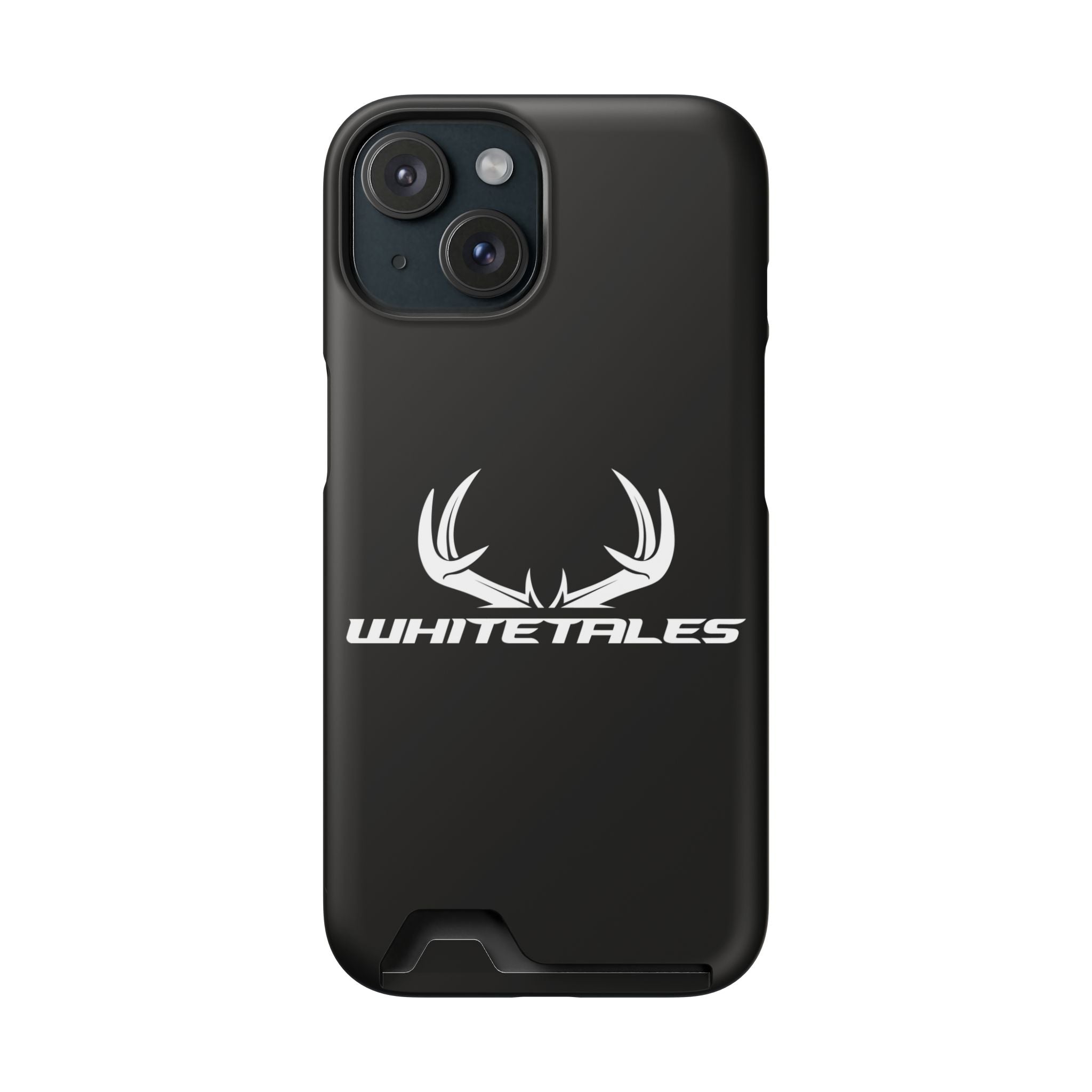 Whitetales Antler Card-Holder Phone Case — Rugged Black Protective Cover with Built-In Wallet