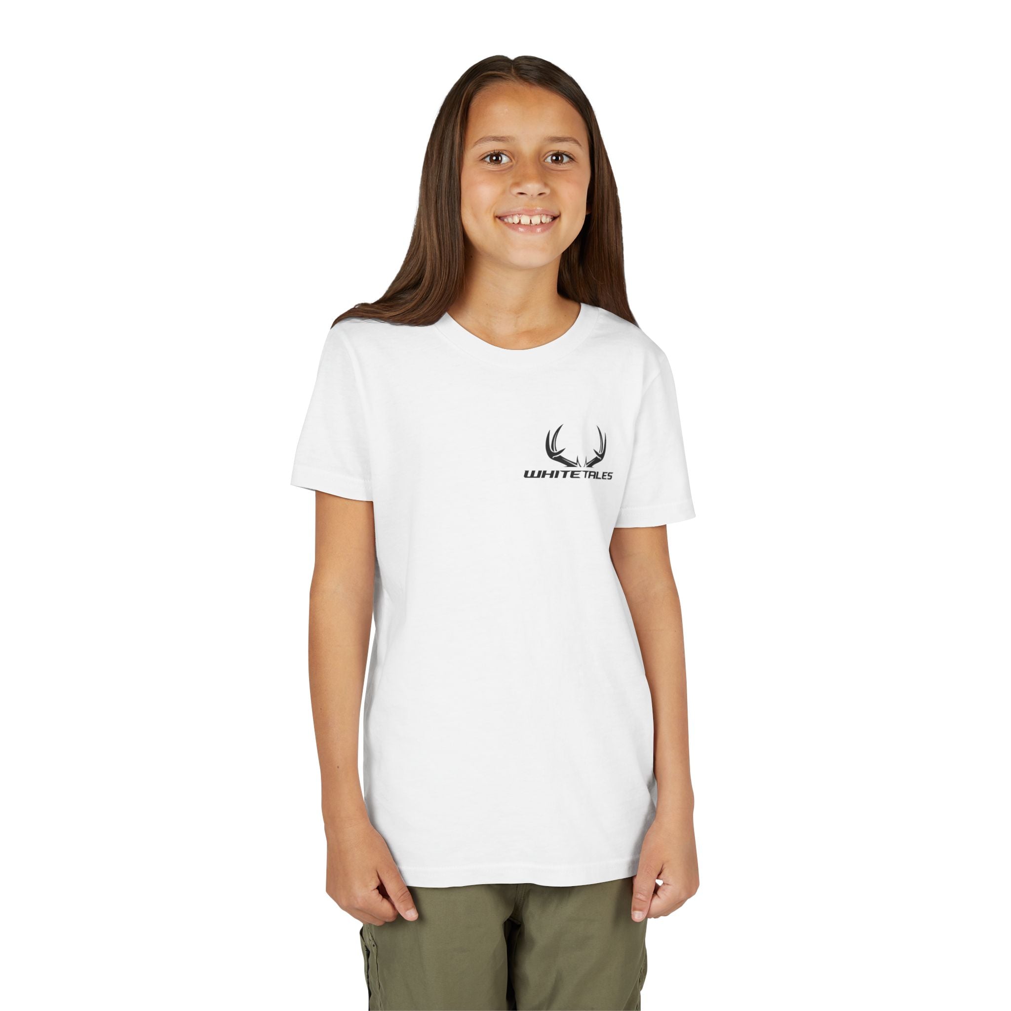Youth Tee - 'WhiteTales' Antler Logo Kids Graphic Shirt