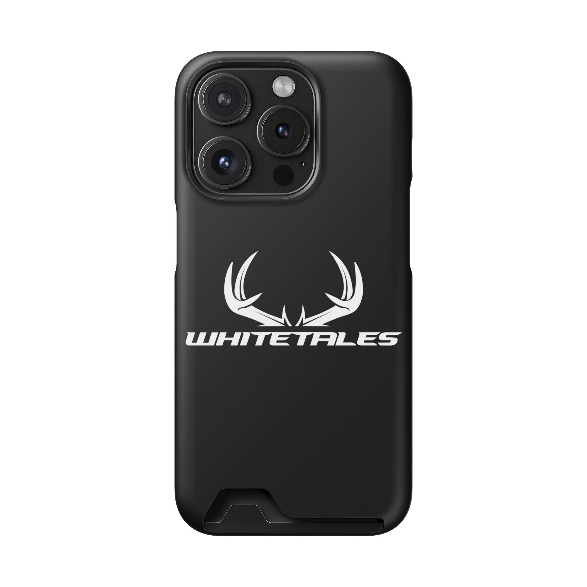 Whitetales Antler Card-Holder Phone Case — Rugged Black Protective Cover with Built-In Wallet