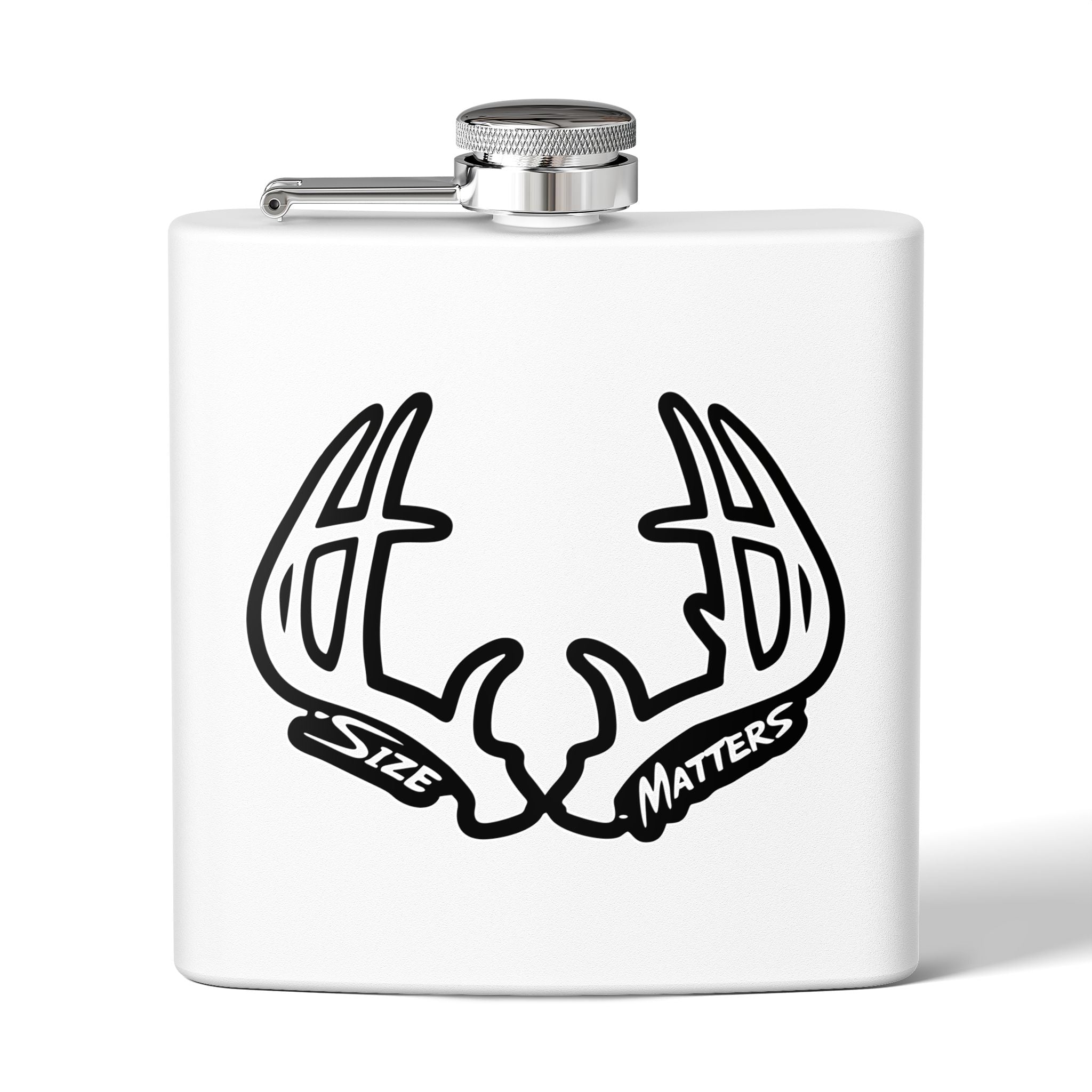 Flask — 'Size Matters' Antler Stainless Steel Hip Flask (6oz)