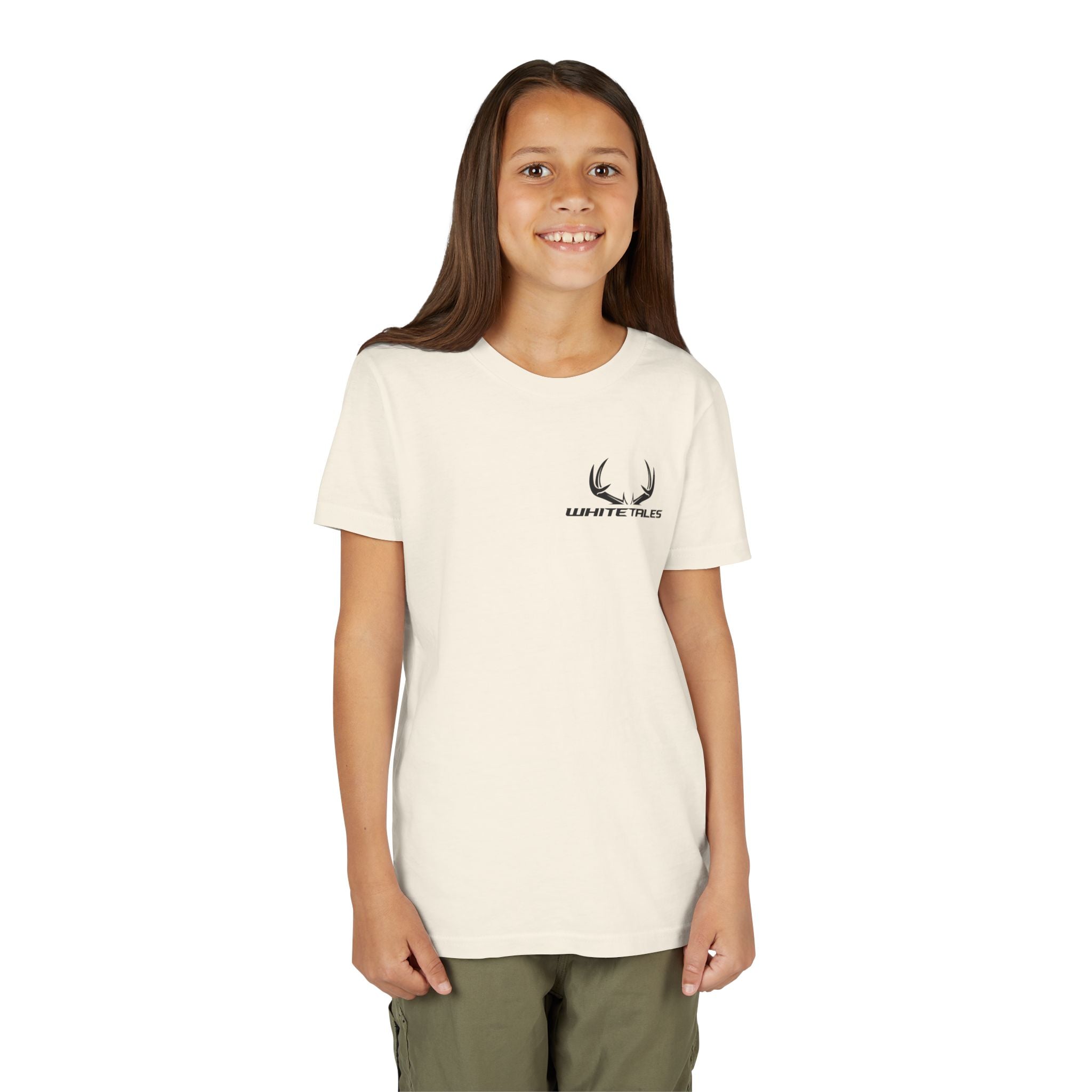 Youth Tee - 'WhiteTales' Antler Logo Kids Graphic Shirt