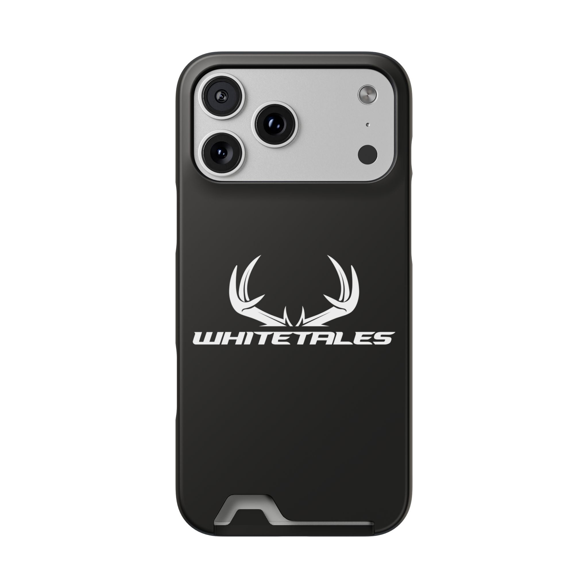 Whitetales Antler Card-Holder Phone Case — Rugged Black Protective Cover with Built-In Wallet
