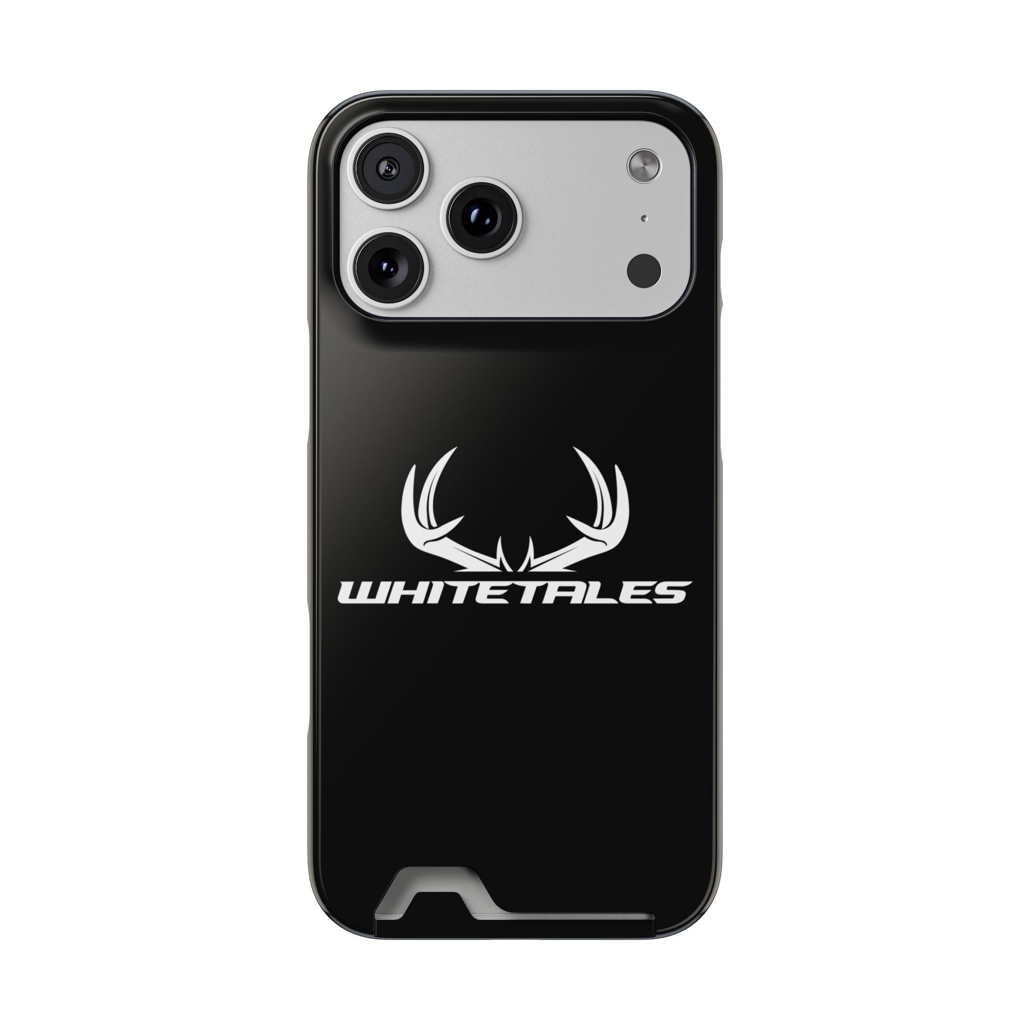 Whitetales Antler Card-Holder Phone Case — Rugged Black Protective Cover with Built-In Wallet