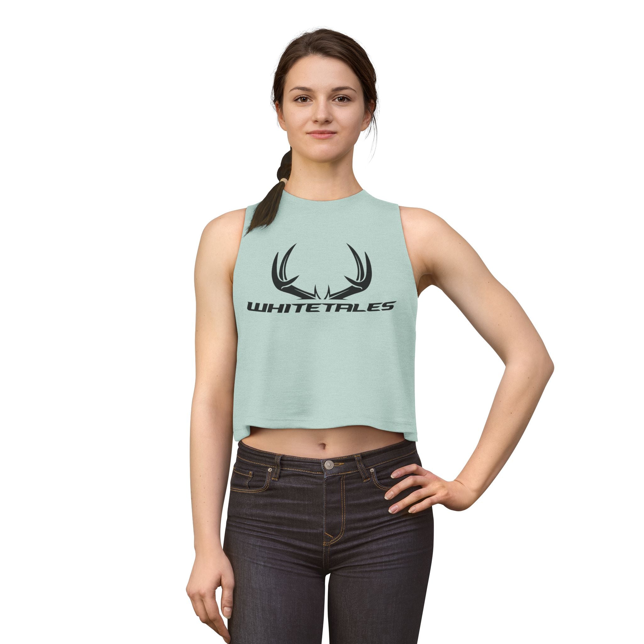 Whitetales Antler Logo Crop Top — Women's Graphic Tank