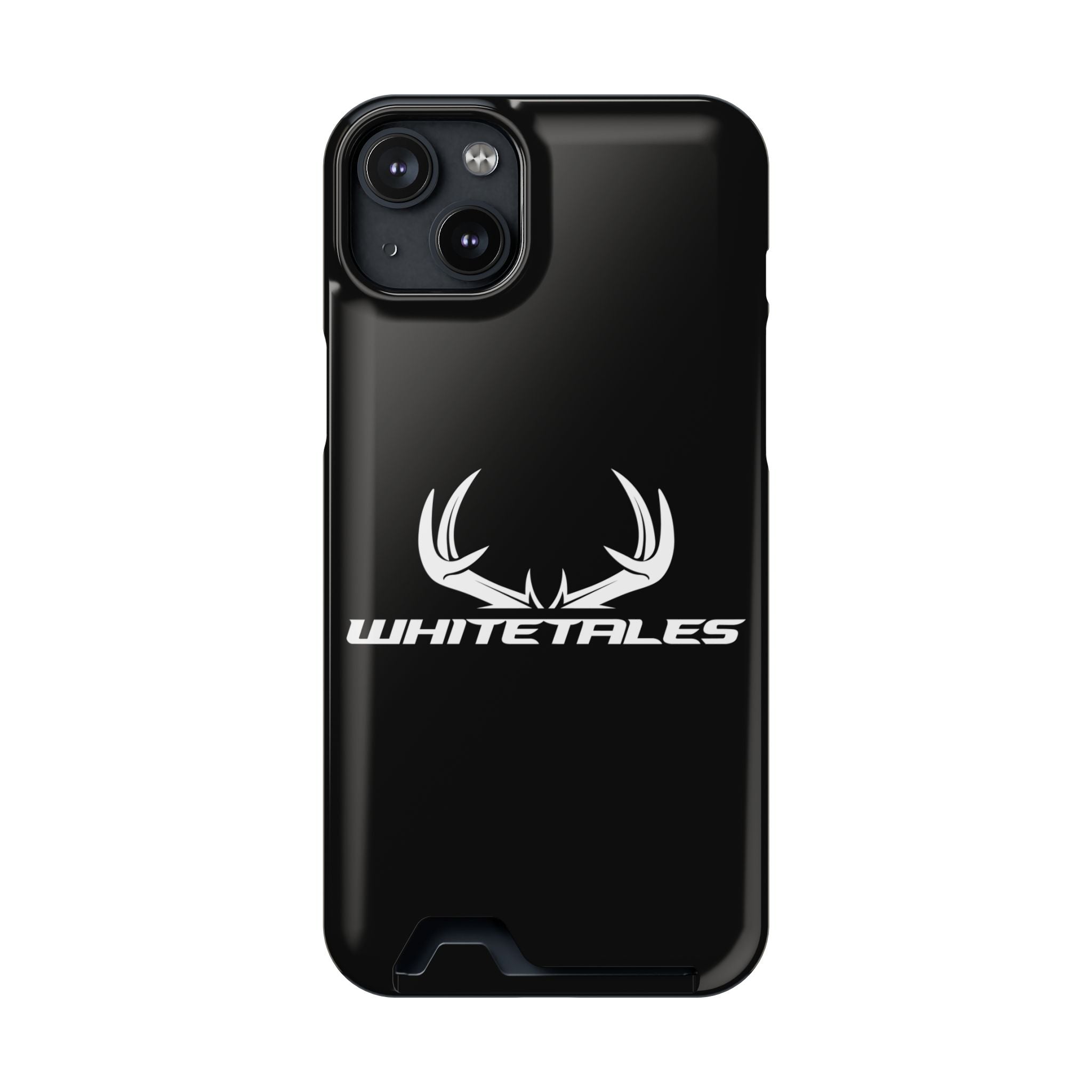 Whitetales Antler Card-Holder Phone Case — Rugged Black Protective Cover with Built-In Wallet