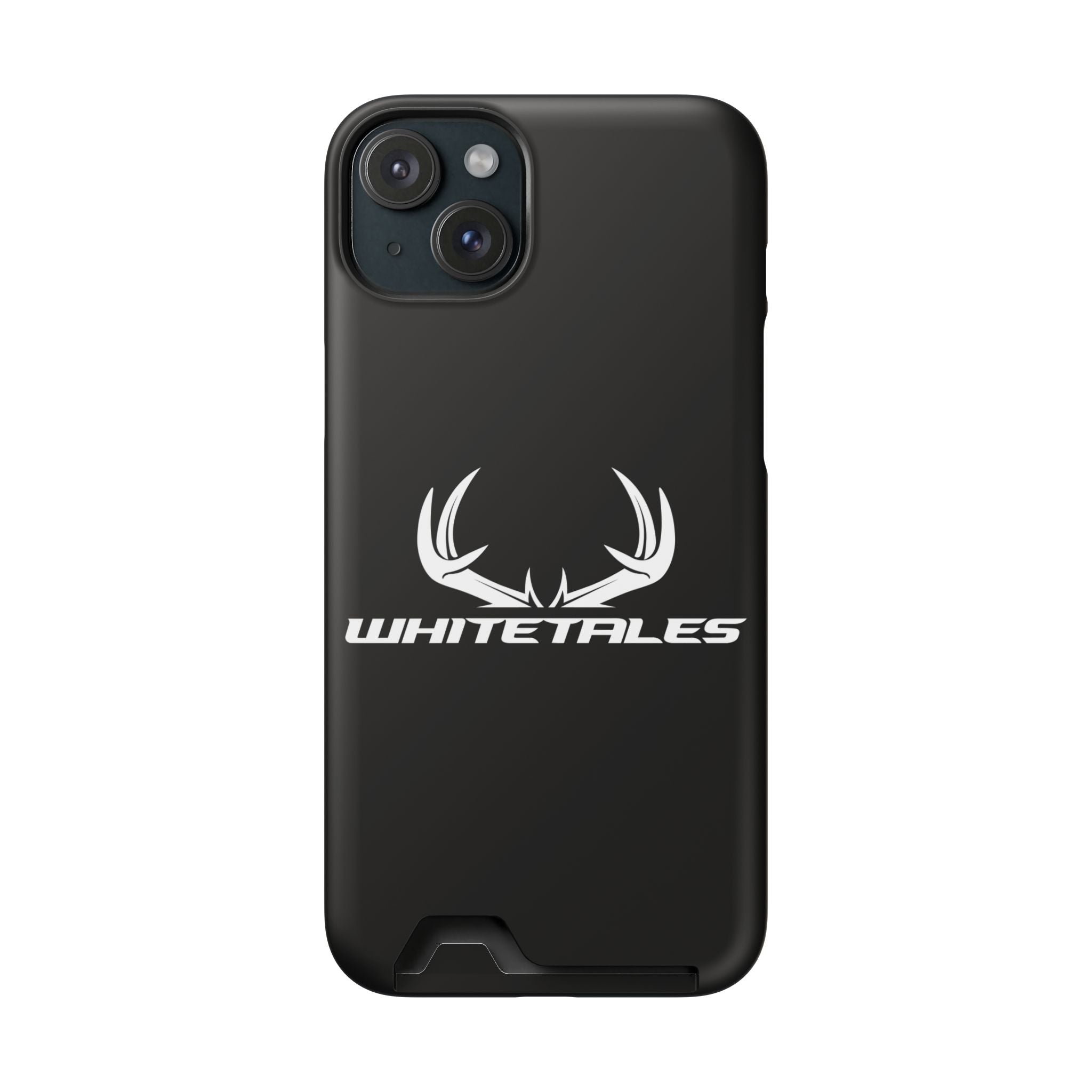 Whitetales Antler Card-Holder Phone Case — Rugged Black Protective Cover with Built-In Wallet
