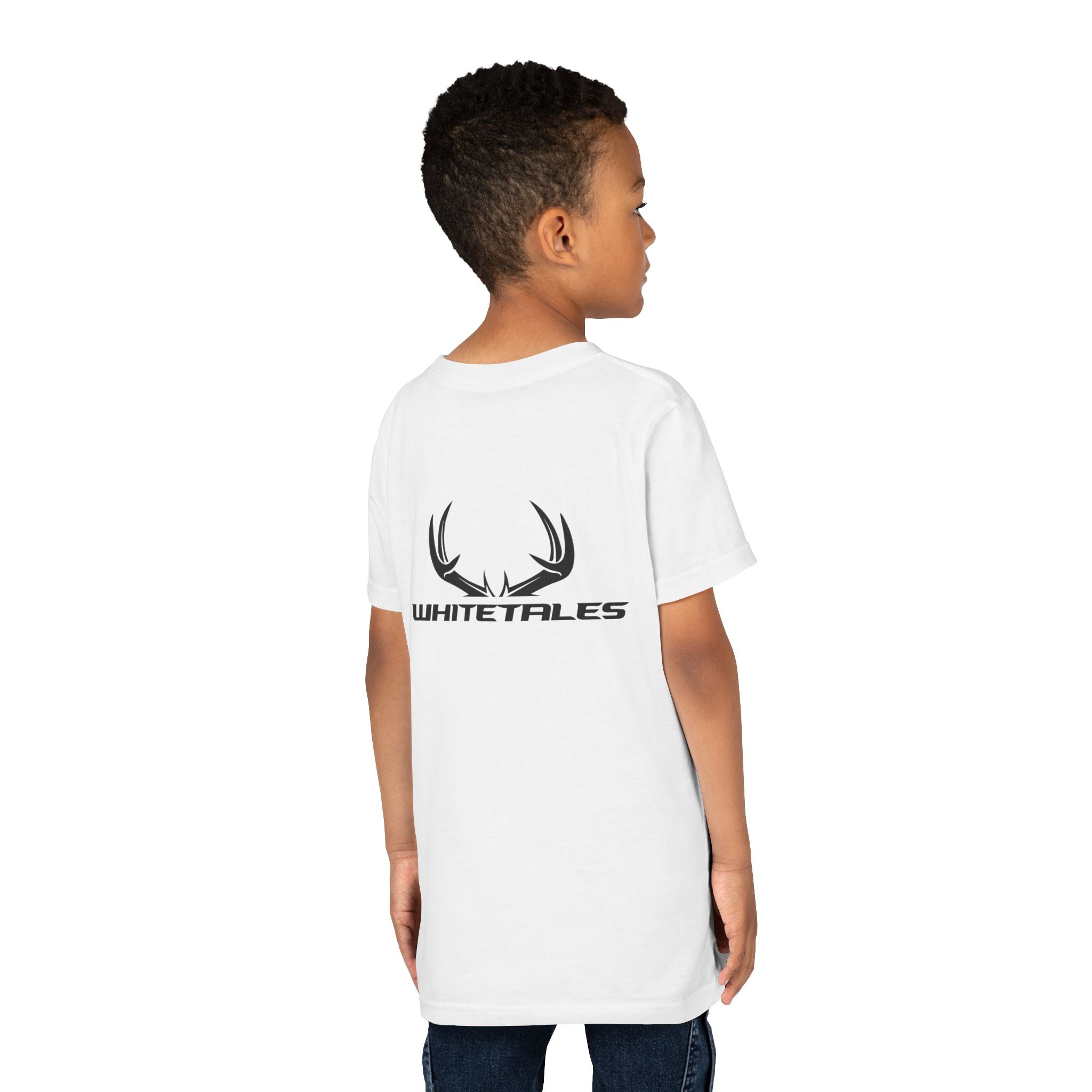 Youth Tee - 'WhiteTales' Antler Logo Kids Graphic Shirt