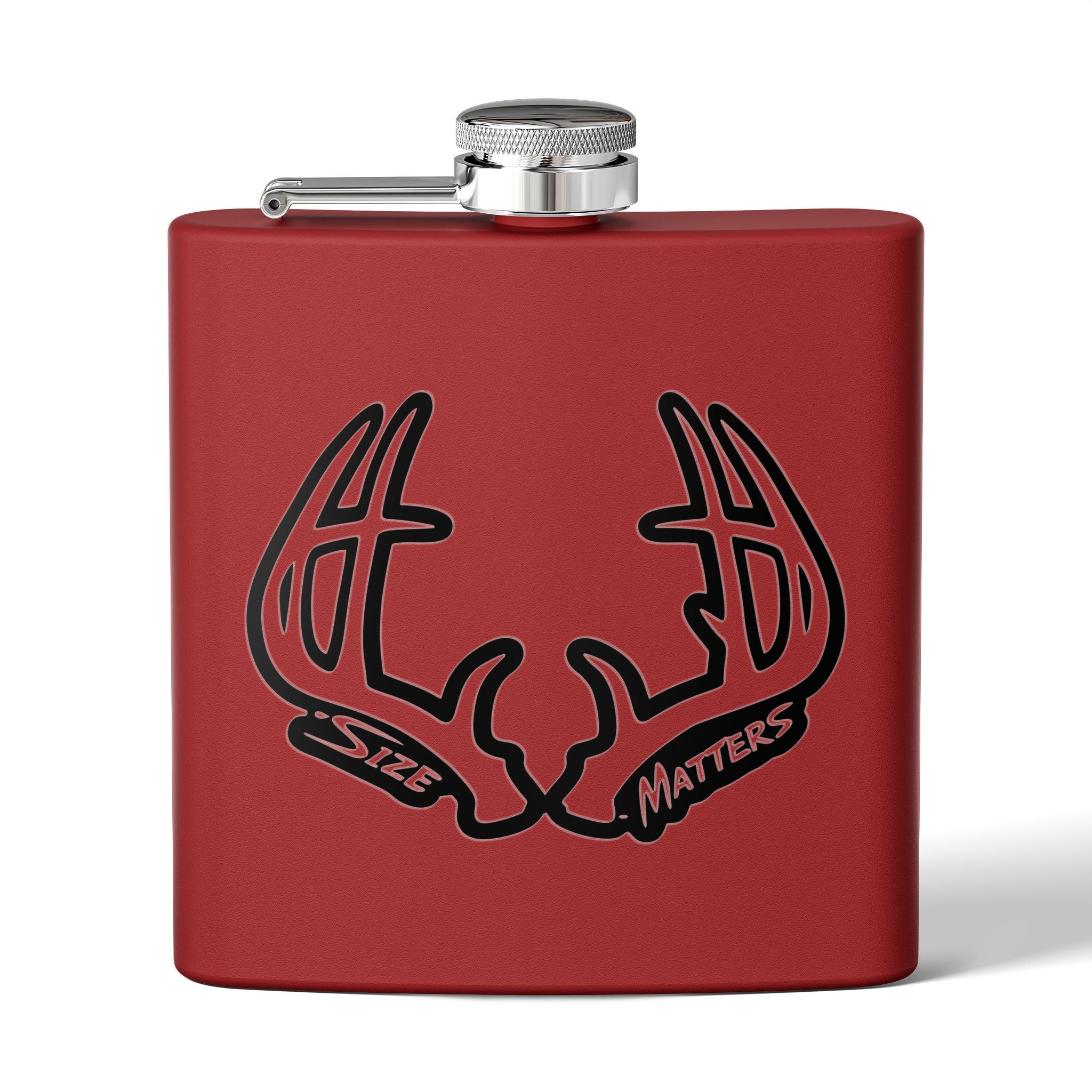 Flask — 'Size Matters' Antler Stainless Steel Hip Flask (6oz)