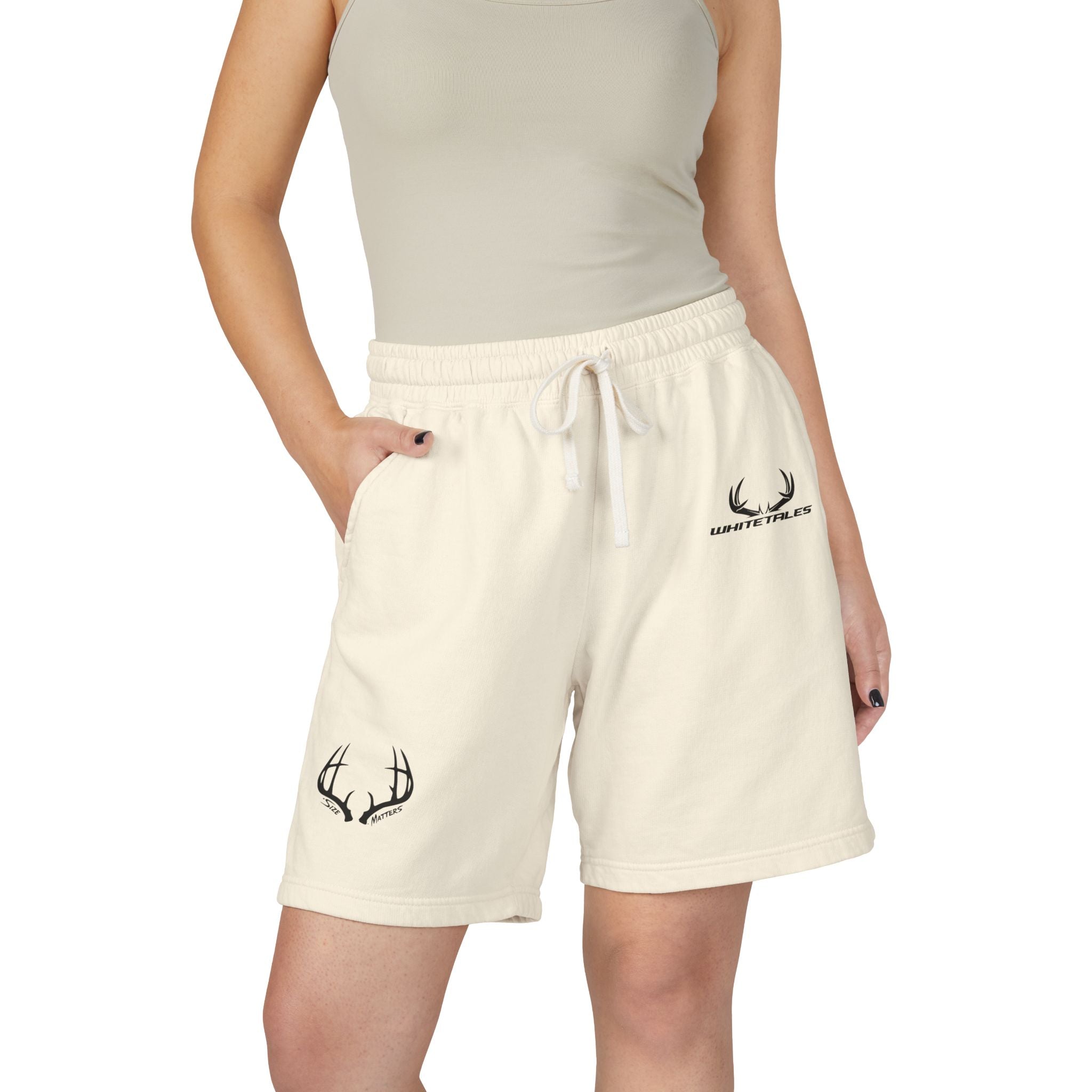 Antler Logo Fleece Sweat Shorts — Lightweight Garment-Dyed Lounge Shorts