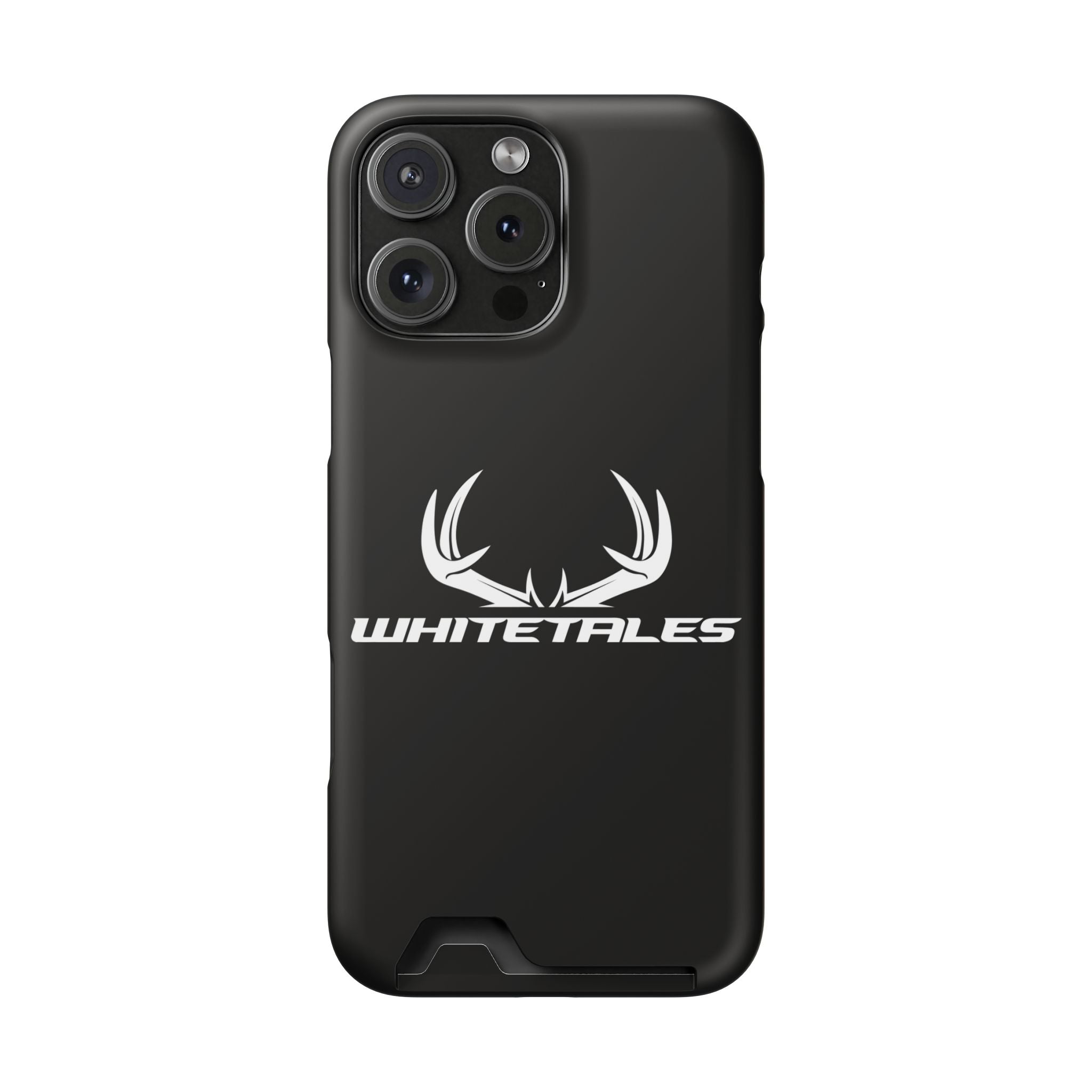 Whitetales Antler Card-Holder Phone Case — Rugged Black Protective Cover with Built-In Wallet