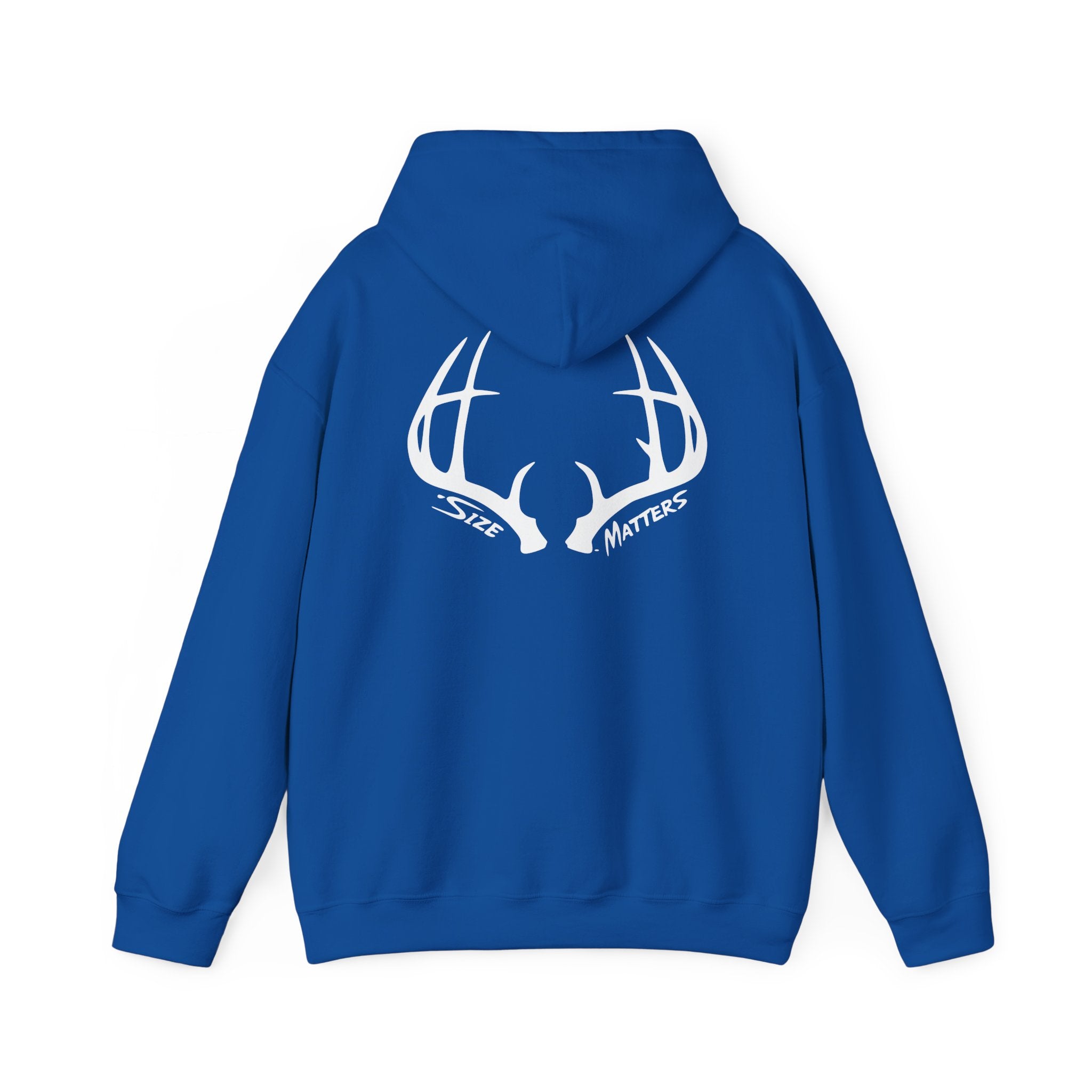 Whitetales Antler and Size Matters Logo Hoodie — Hunting Crewneck Sweatshirt