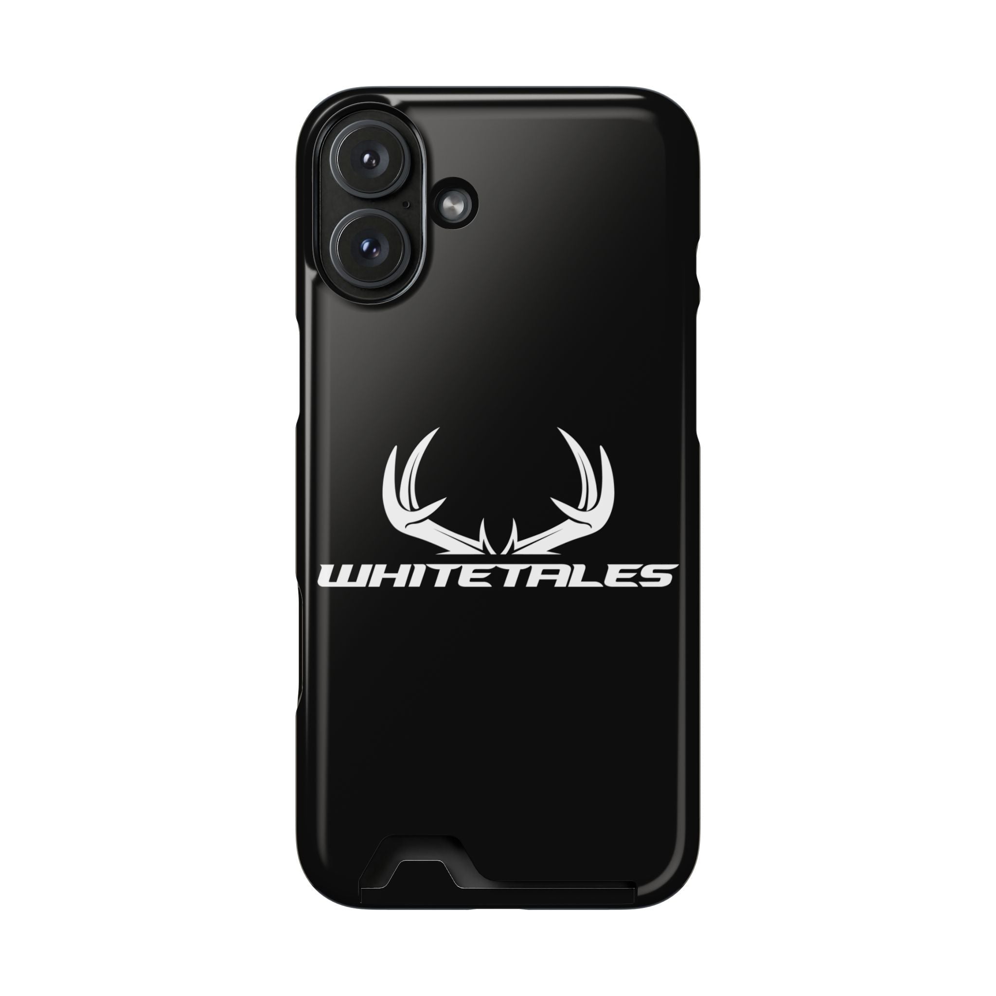 Whitetales Antler Card-Holder Phone Case — Rugged Black Protective Cover with Built-In Wallet