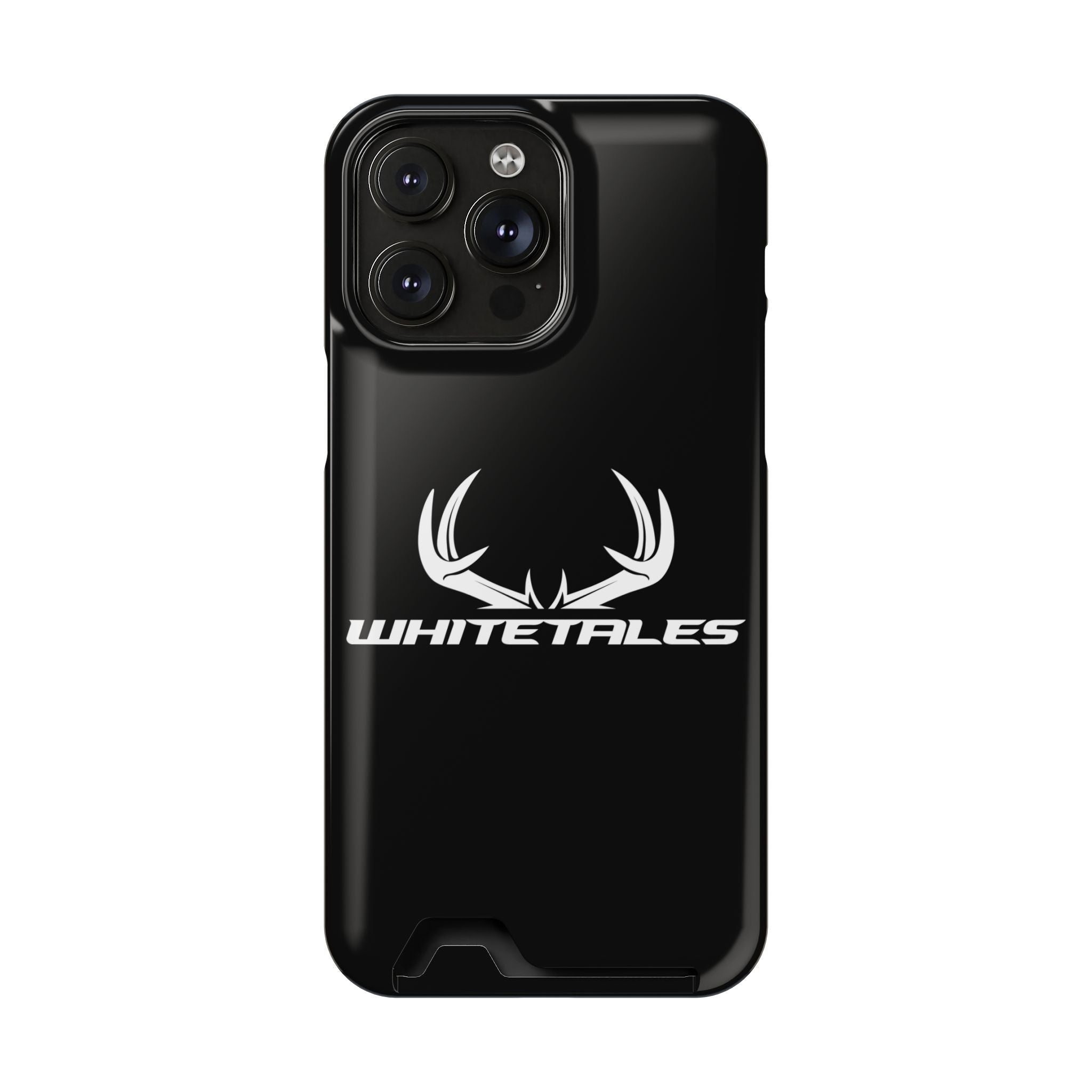 Whitetales Antler Card-Holder Phone Case — Rugged Black Protective Cover with Built-In Wallet