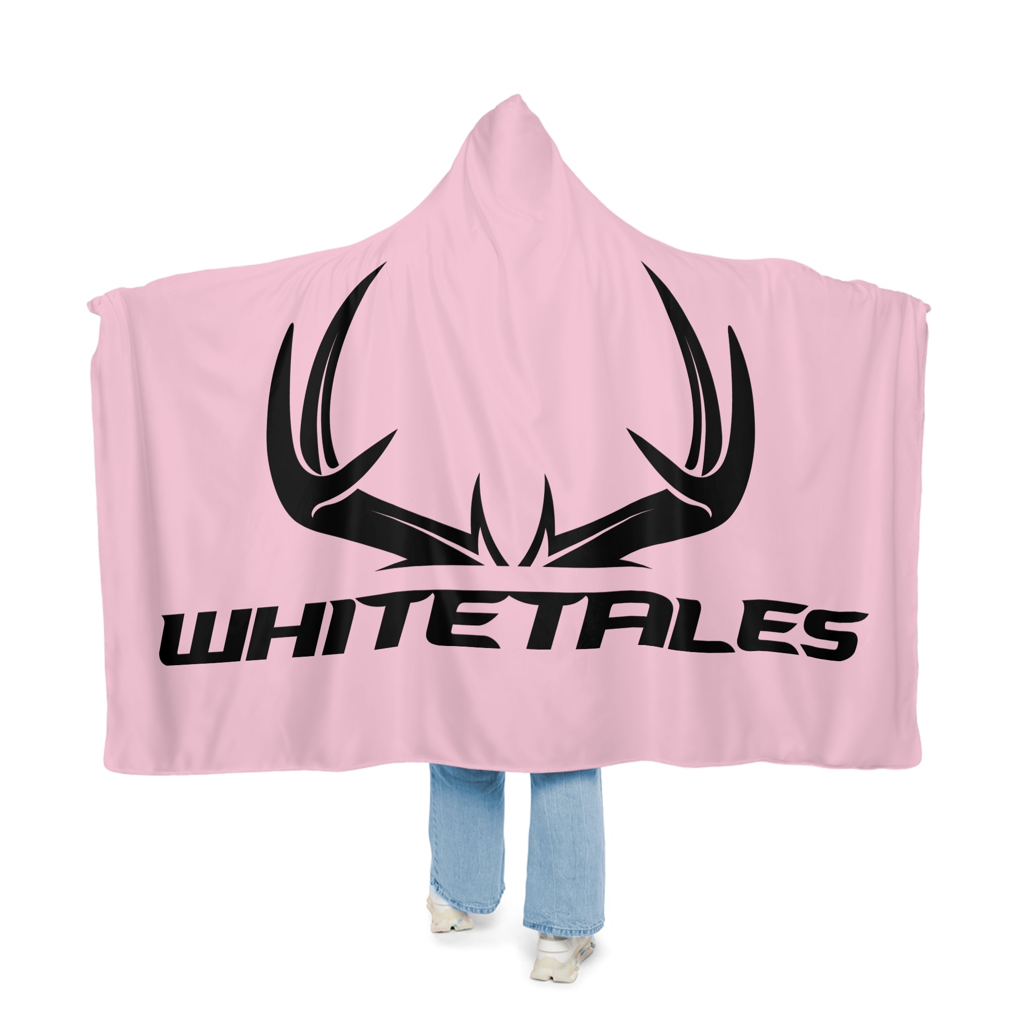 Hooded Blanket — Pink "WHITETALES" Antler Snuggle Throw