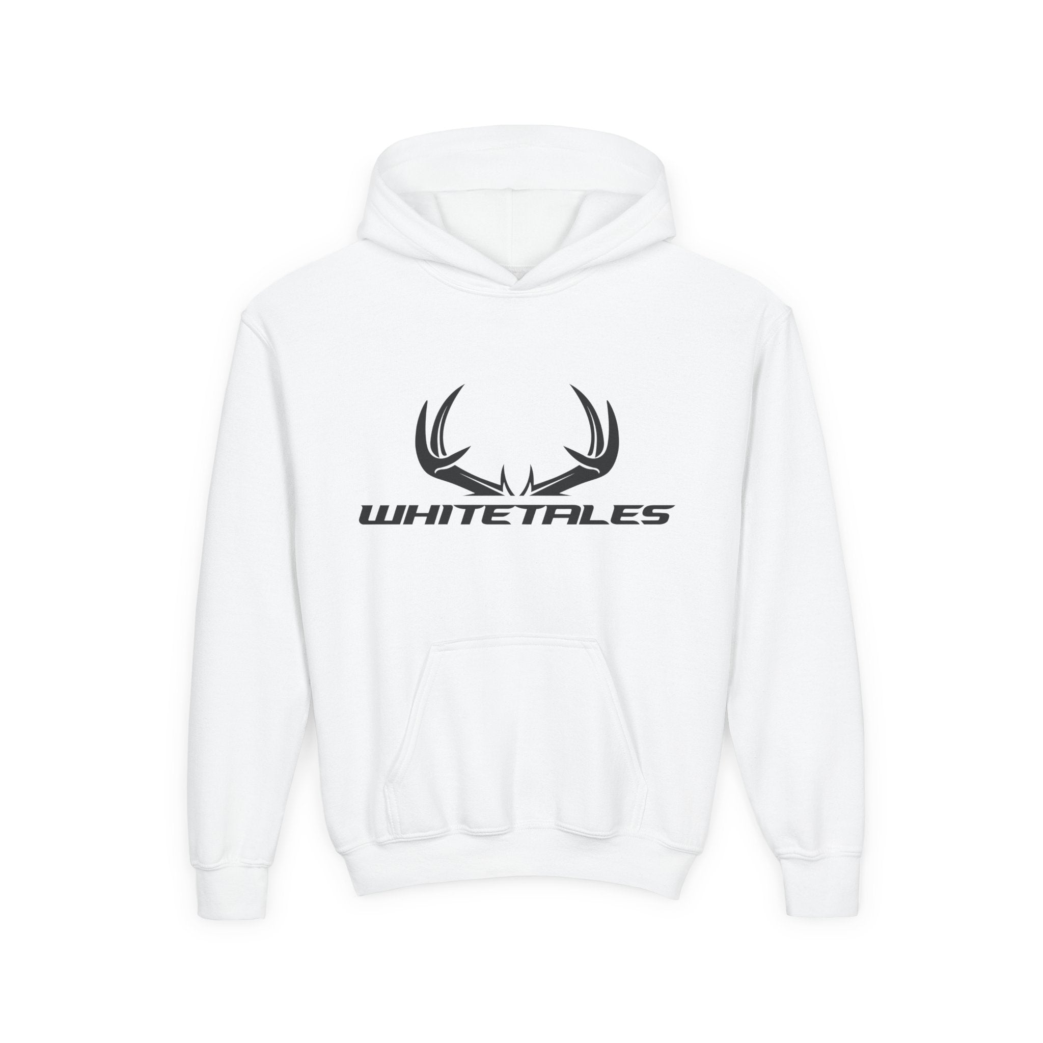 Youth Hoodie — 'Whitetales' Antler Graphic Hoodie (Size Matters Back Design)