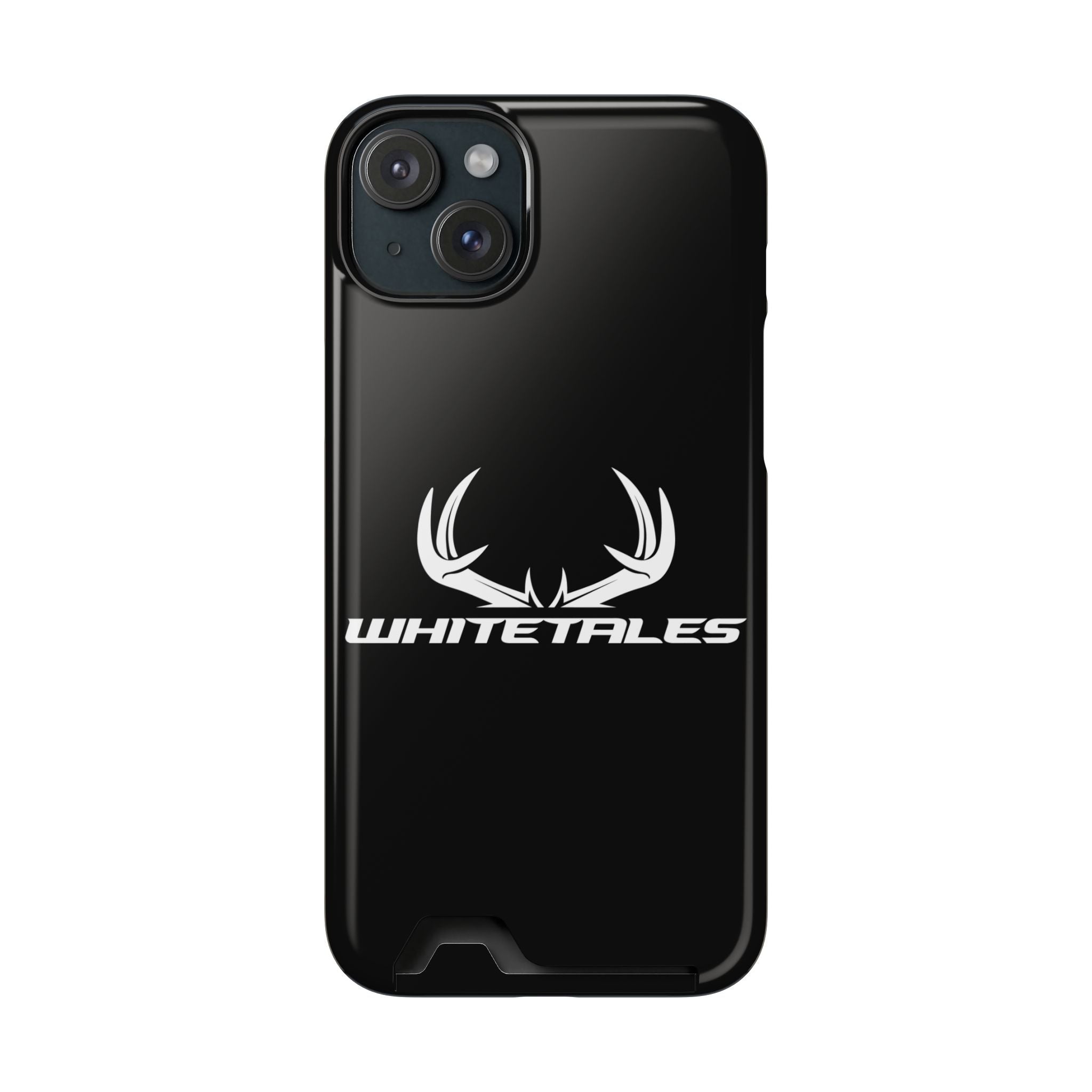Whitetales Antler Card-Holder Phone Case — Rugged Black Protective Cover with Built-In Wallet