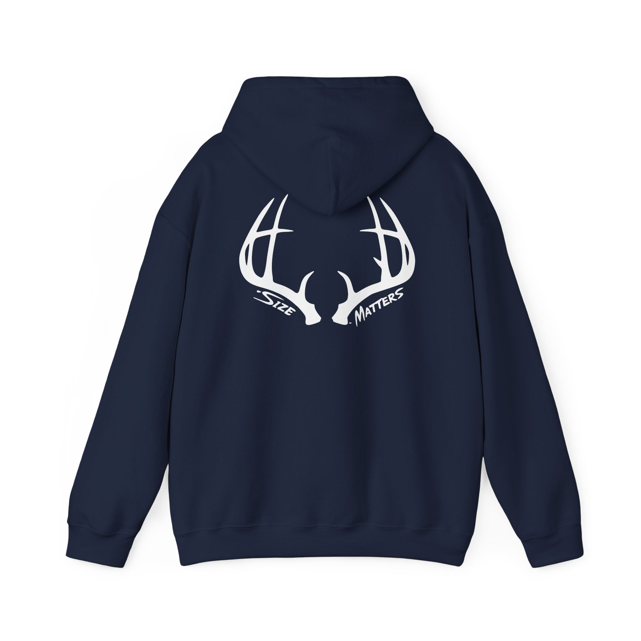 Whitetales Antler and Size Matters Logo Hoodie — Hunting Crewneck Sweatshirt