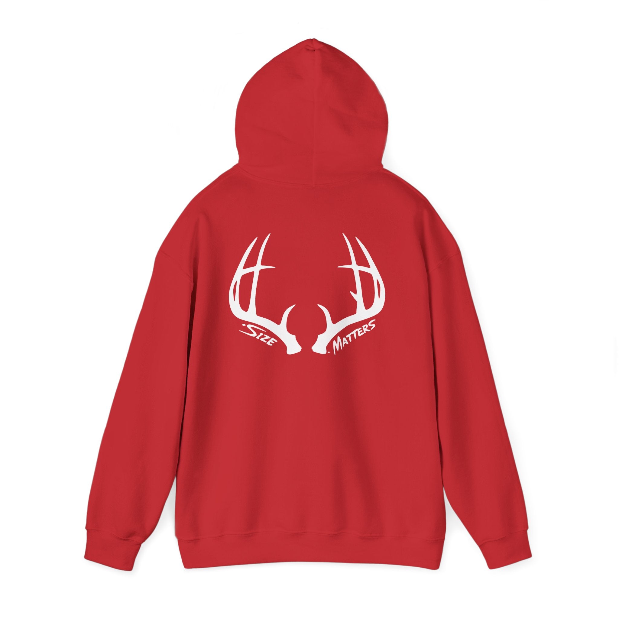 Whitetales Antler and Size Matters Logo Hoodie — Hunting Crewneck Sweatshirt
