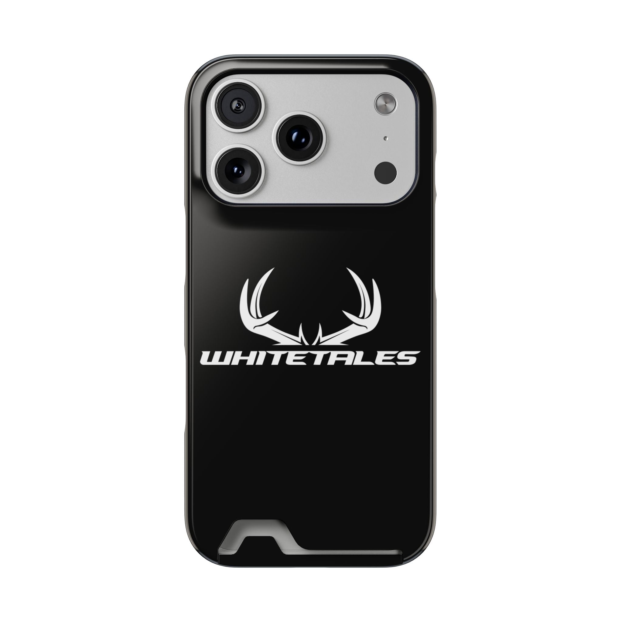 Whitetales Antler Card-Holder Phone Case — Rugged Black Protective Cover with Built-In Wallet